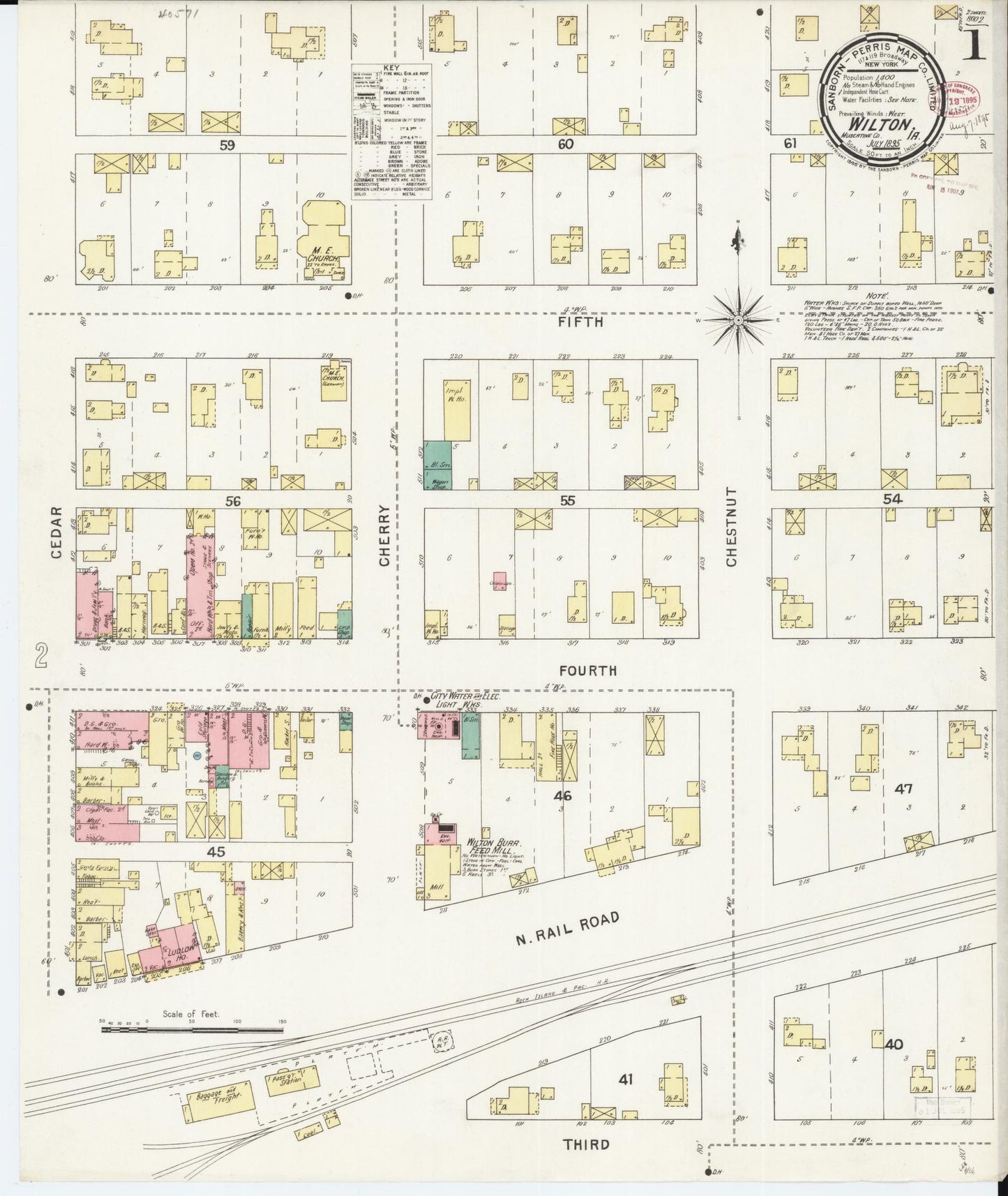 Sanborn Fire Insurance Map from Wilton Junction, Muscatine County, Iowa (1895), Sheet #0001 - Historic Sanborn Fire Insurance Map Print