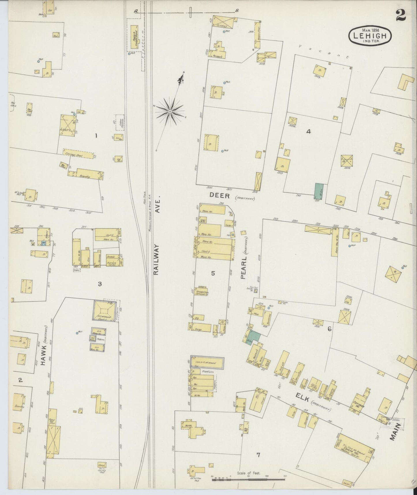 Sanborn Fire Insurance Map from Lehigh, Coal County, Oklahoma (1894), Sheet #0002 - Historic Sanborn Fire Insurance Map Print, vintage old map wall art, antique decor, genealogy gift, Oklahoma Oklahoma map