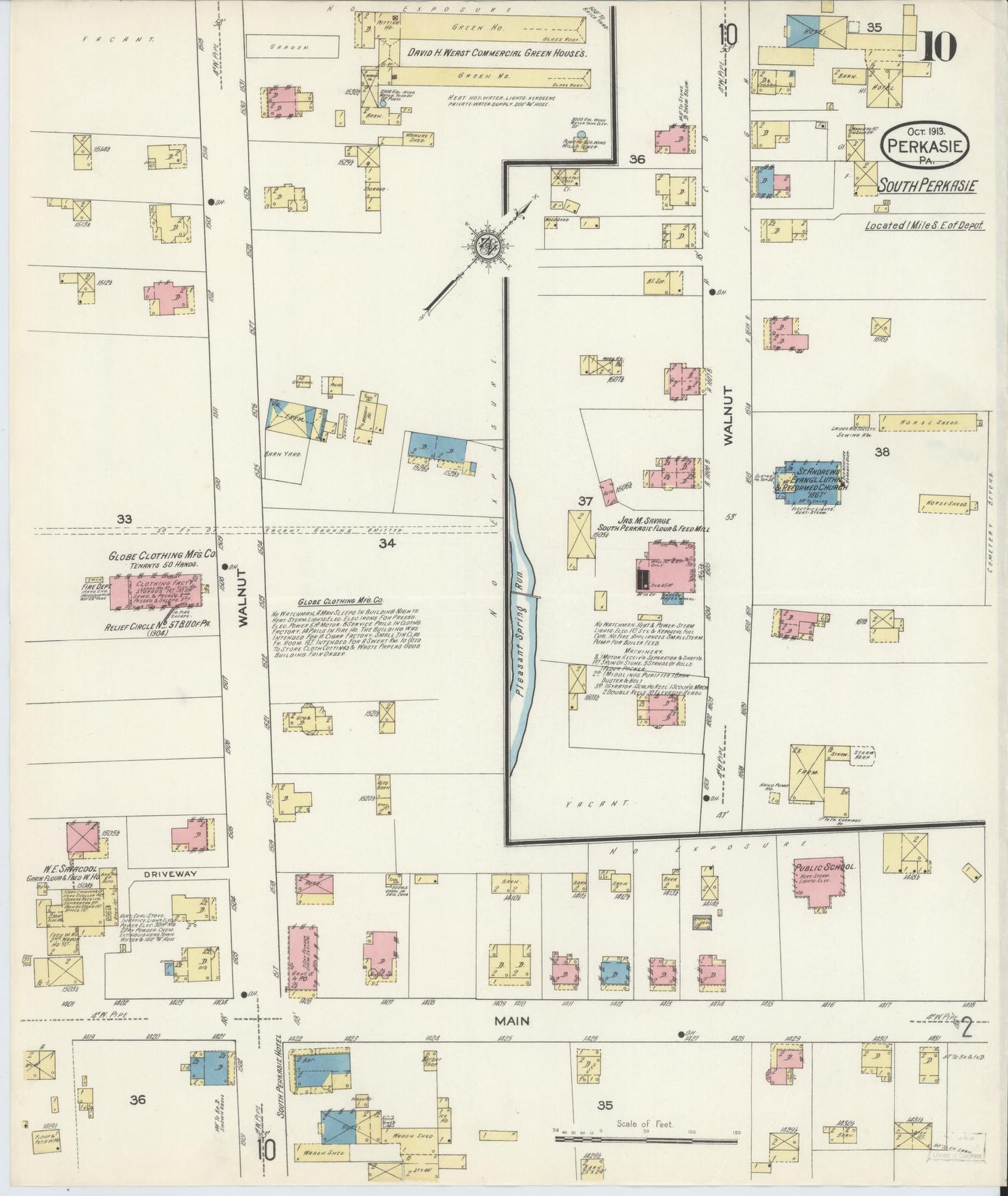Sanborn Fire Insurance Map from Perkasie, Bucks County, Pennsylvania (1913), Sheet #0010 - Complete Map Set gallery image, historic Sanborn map, vintage wall art, Pennsylvania Pennsylvania