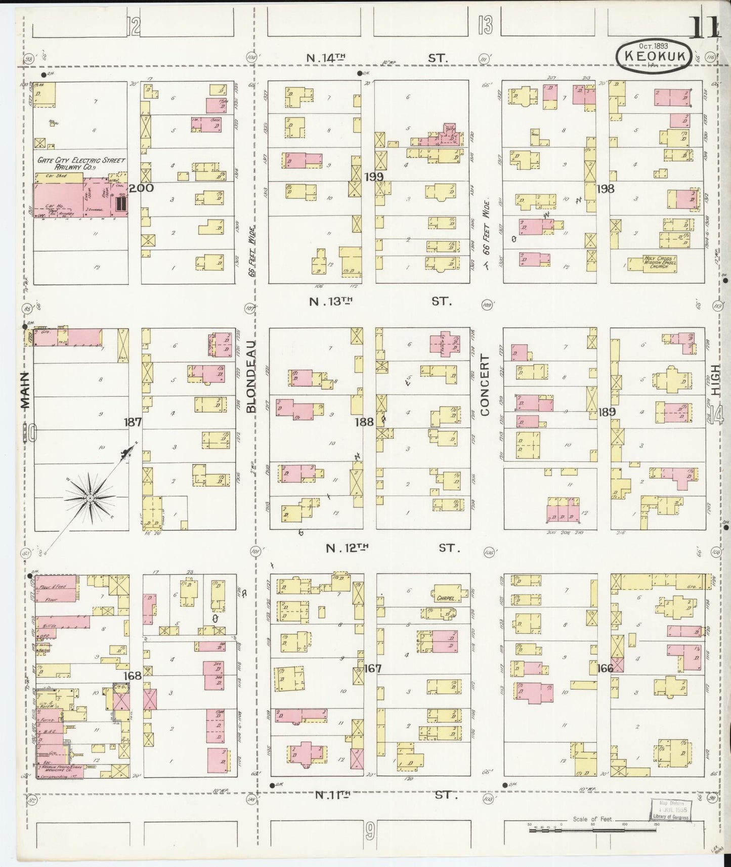 Sanborn Fire Insurance Map from Keokuk, Lee County, Iowa (1893), Sheet #0011 - Historic Sanborn Fire Insurance Map Print, vintage old map wall art
