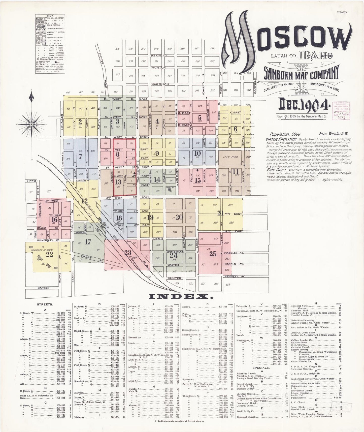 Sanborn Fire Insurance Map from Moscow, Latah County, Idaho. (1904) – Historic Sanborn Fire Insurance Map Print