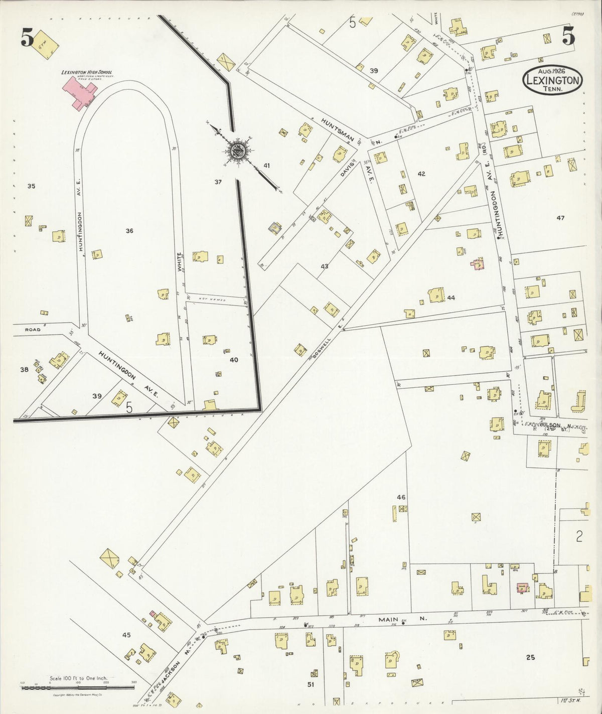 Sanborn Fire Insurance Map from Lexington, Henderson County, Tennessee (1926), Sheet #0005 - Complete Map Set gallery image, historic Sanborn map, vintage wall art, Tennessee Tennessee