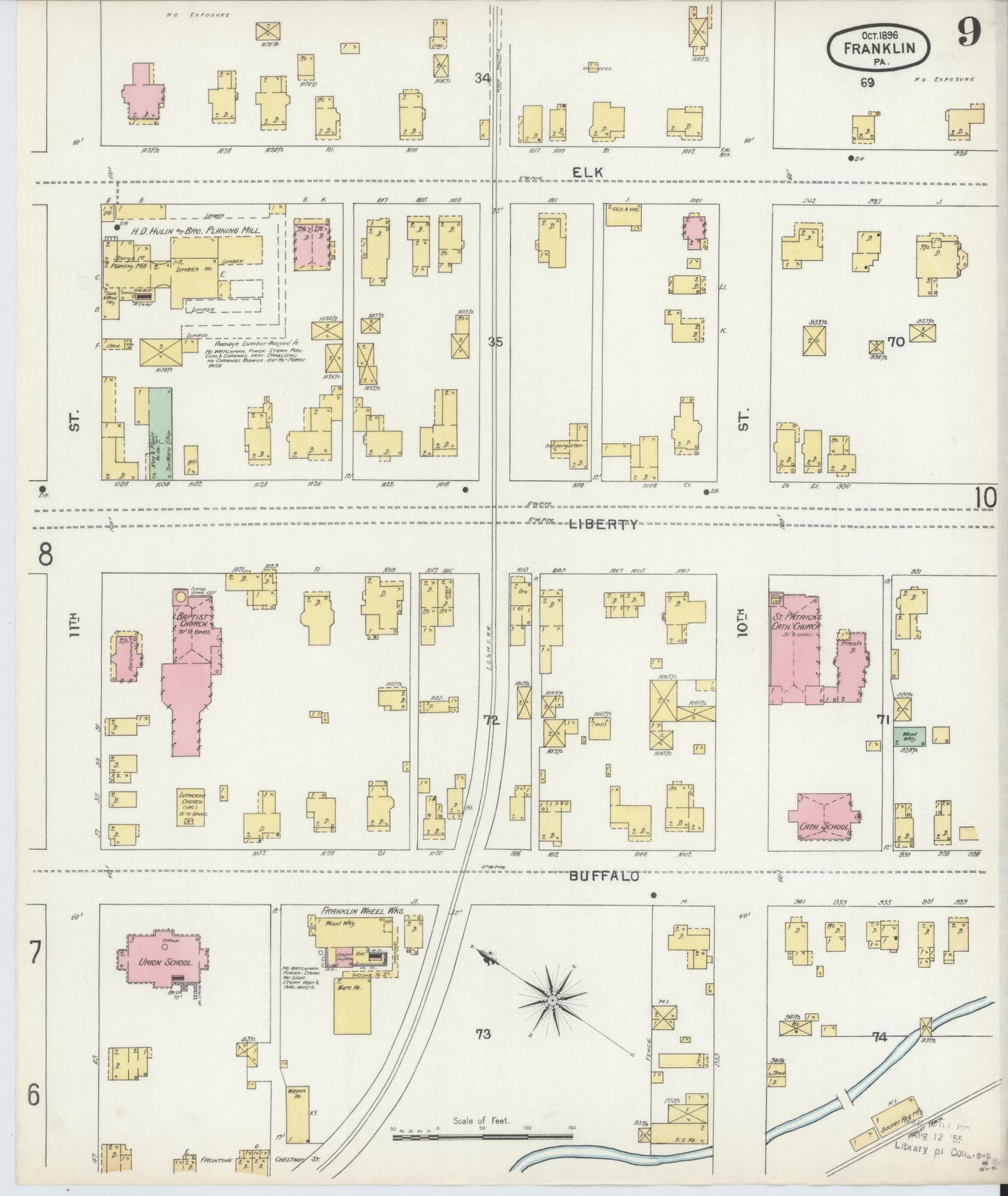 Sanborn Fire Insurance Map from Franklin, Venango County, Pennsylvania (1896), Sheet #0009 - Historic Sanborn Fire Insurance Map Print, vintage old map wall art, antique decor, genealogy gift, Pennsylvania Pennsylvania map