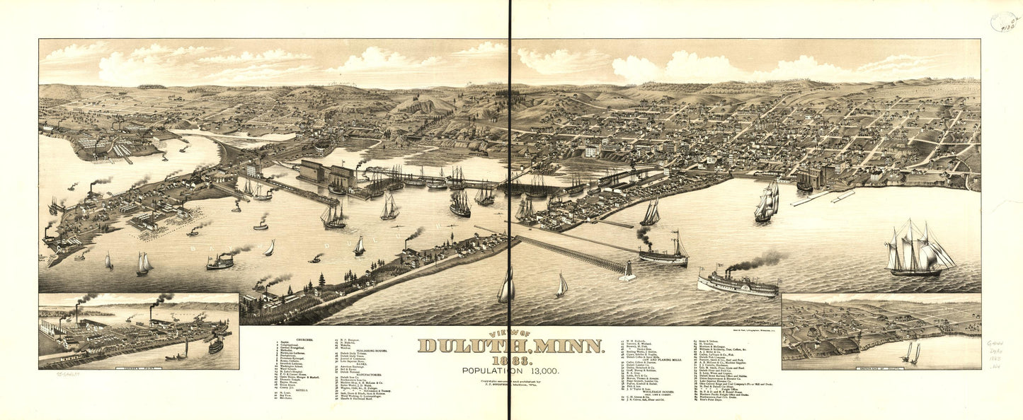 View of Duluth, Minn. 1883. (1883) – Historic Bird’s-Eye View Panorama Print