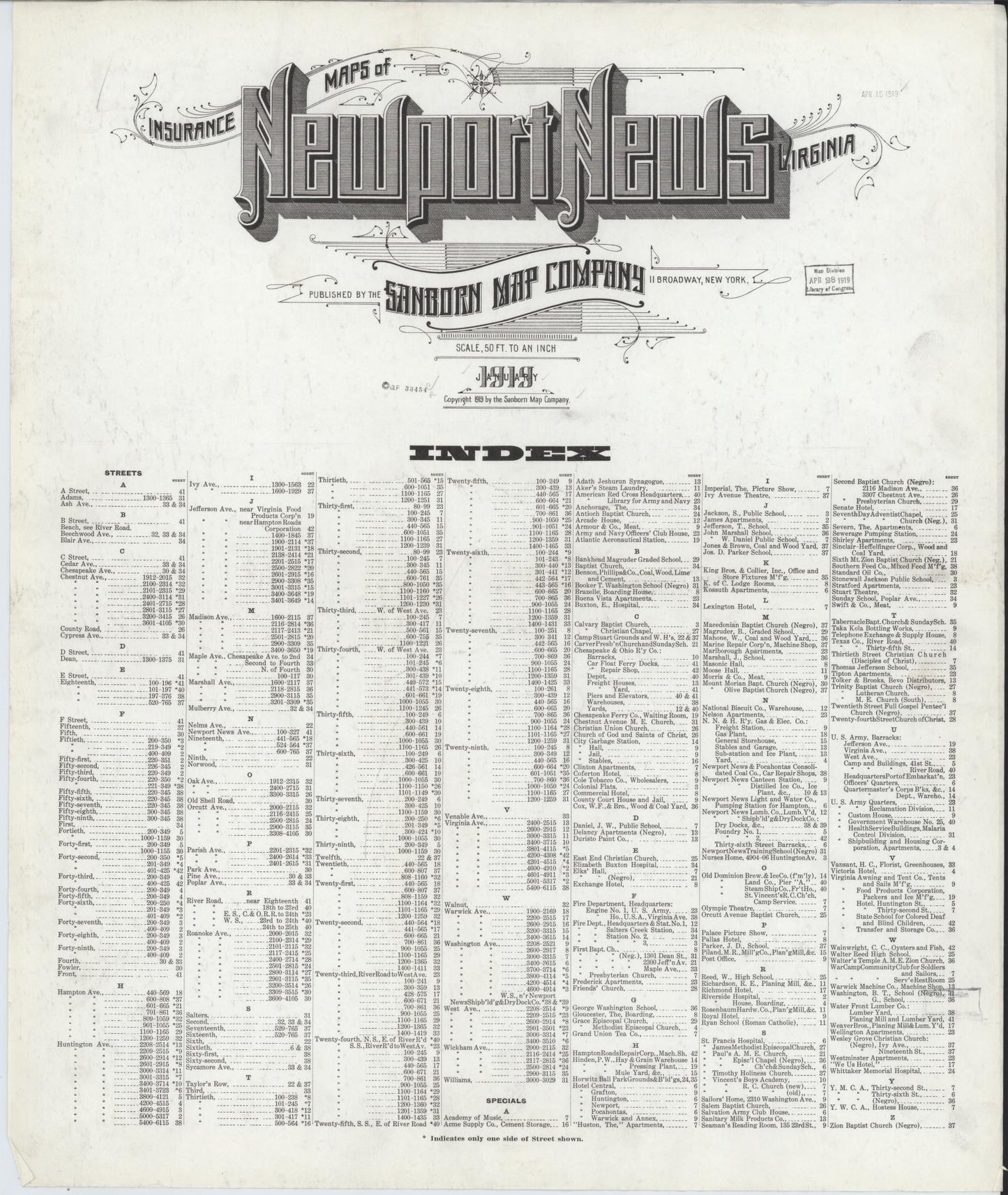 Sanborn Fire Insurance Map from Newport News, Independent Cities, Virginia. (1919) – Historic Sanborn Fire Insurance Map Print