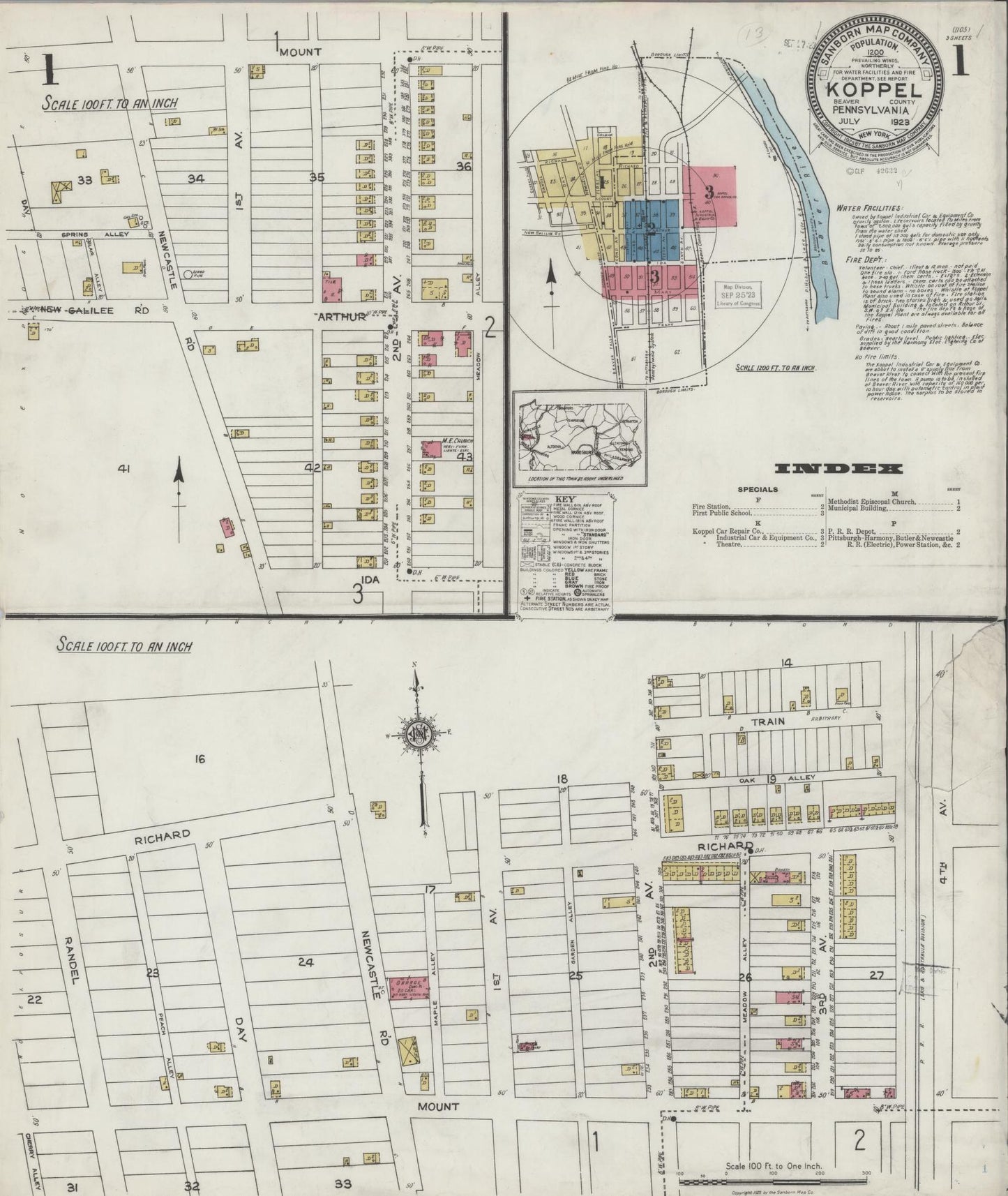 Sanborn Fire Insurance Map from Koppel, Beaver County, Pennsylvania. (1923) – Historic Sanborn Fire Insurance Map Print