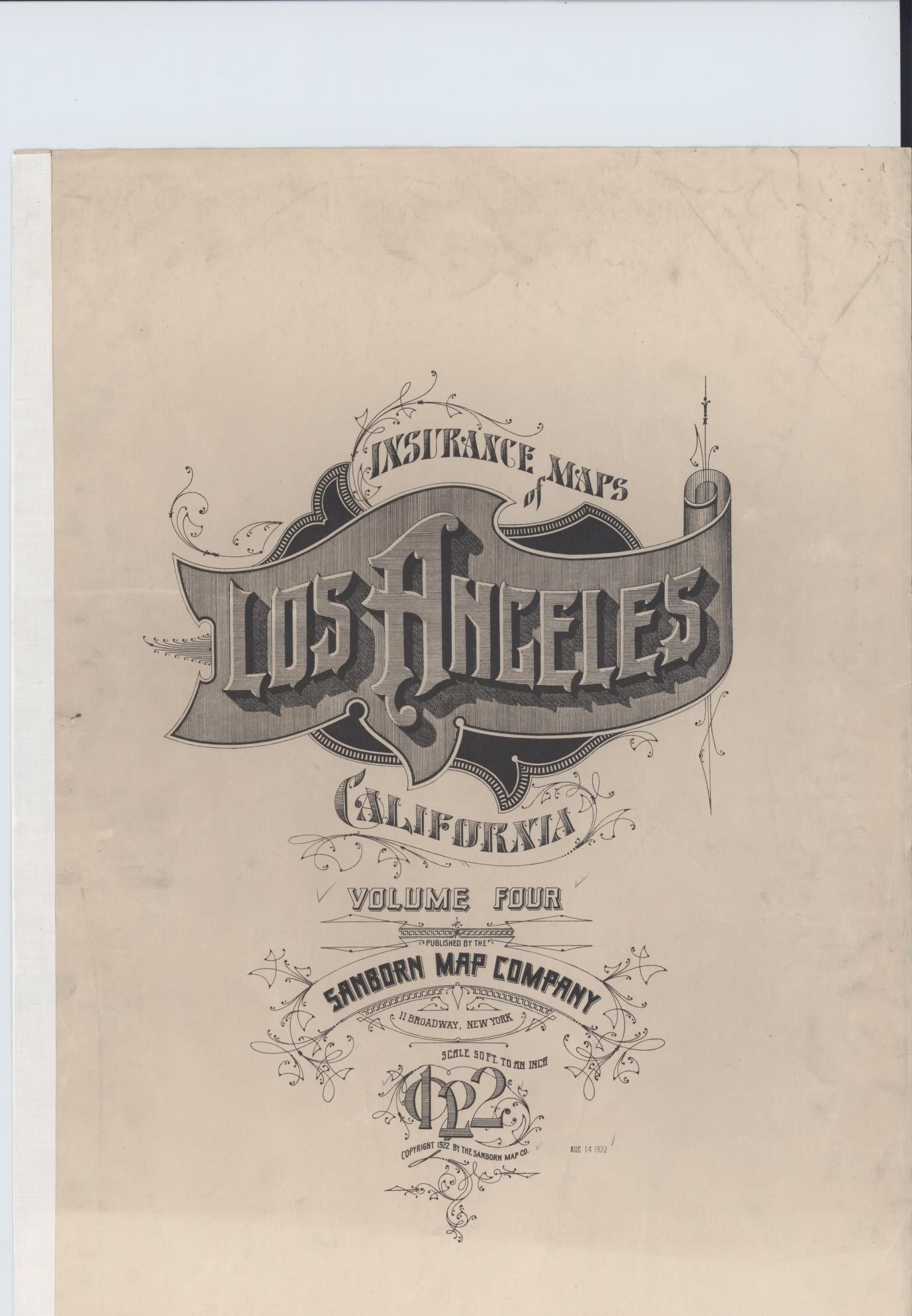 Sanborn Fire Insurance Map from Los Angeles, Los Angeles County, California (1922), Sheet #0001 - Historic Sanborn Fire Insurance Map Print, vintage old map wall art, antique decor, genealogy gift, California California map