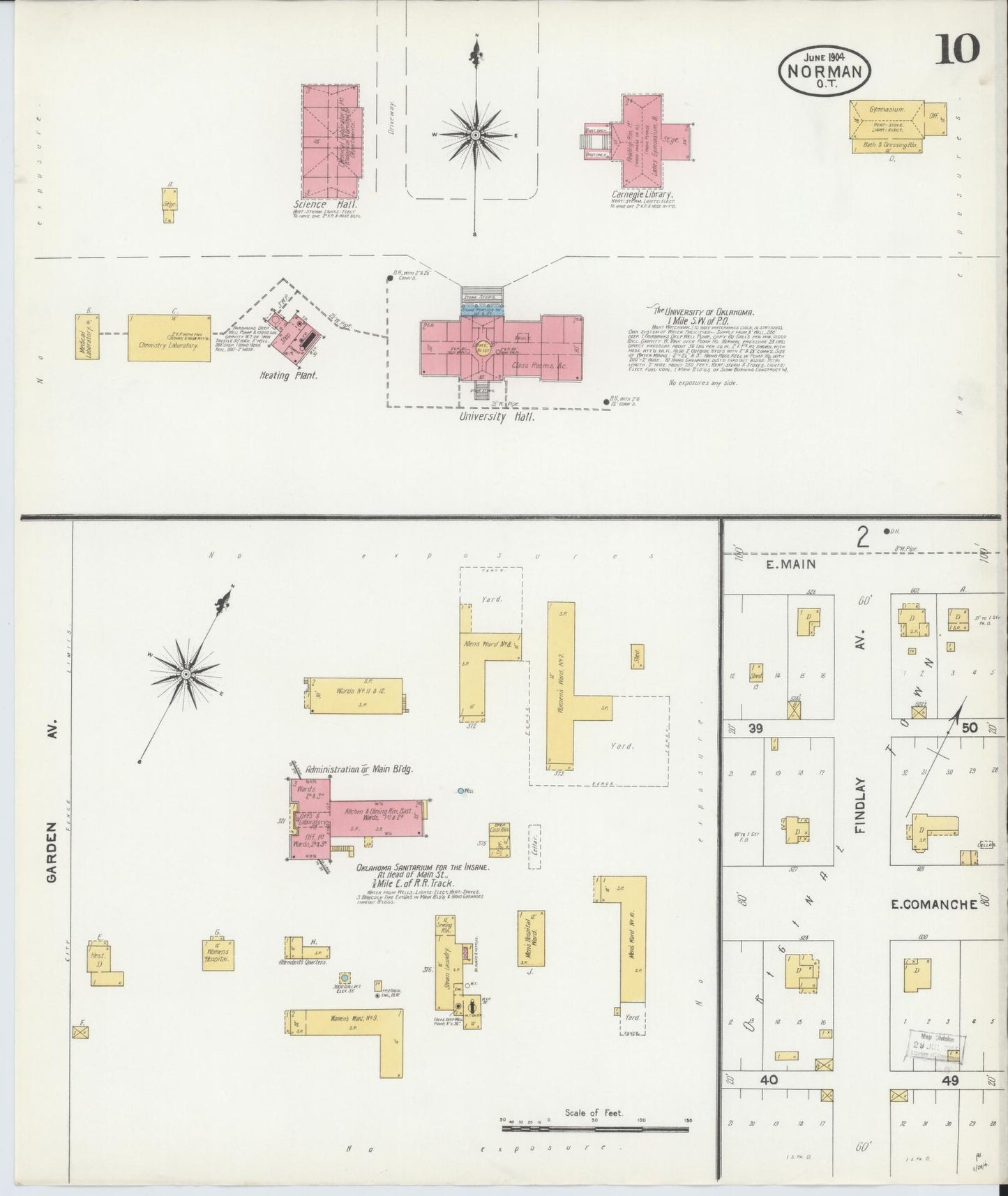 Sanborn Fire Insurance Map from Norman, Cleveland County, Oklahoma (1904), Sheet #0010 - Complete Map Set gallery image, historic Sanborn map, vintage wall art, Oklahoma Oklahoma