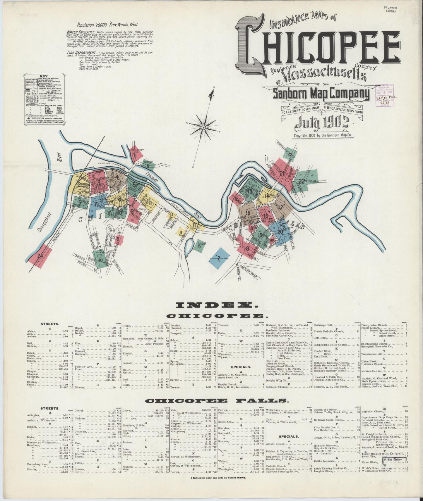 Sanborn Fire Insurance Map from Chicopee, Hampden County, Massachusetts. (1902) – Historic Sanborn Fire Insurance Map Print