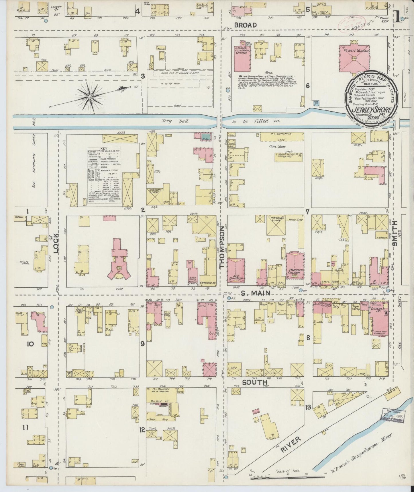 Sanborn Fire Insurance Map from Jersey Shore, Lycoming County, Pennsylvania. (1891) – Historic Sanborn Fire Insurance Map Print