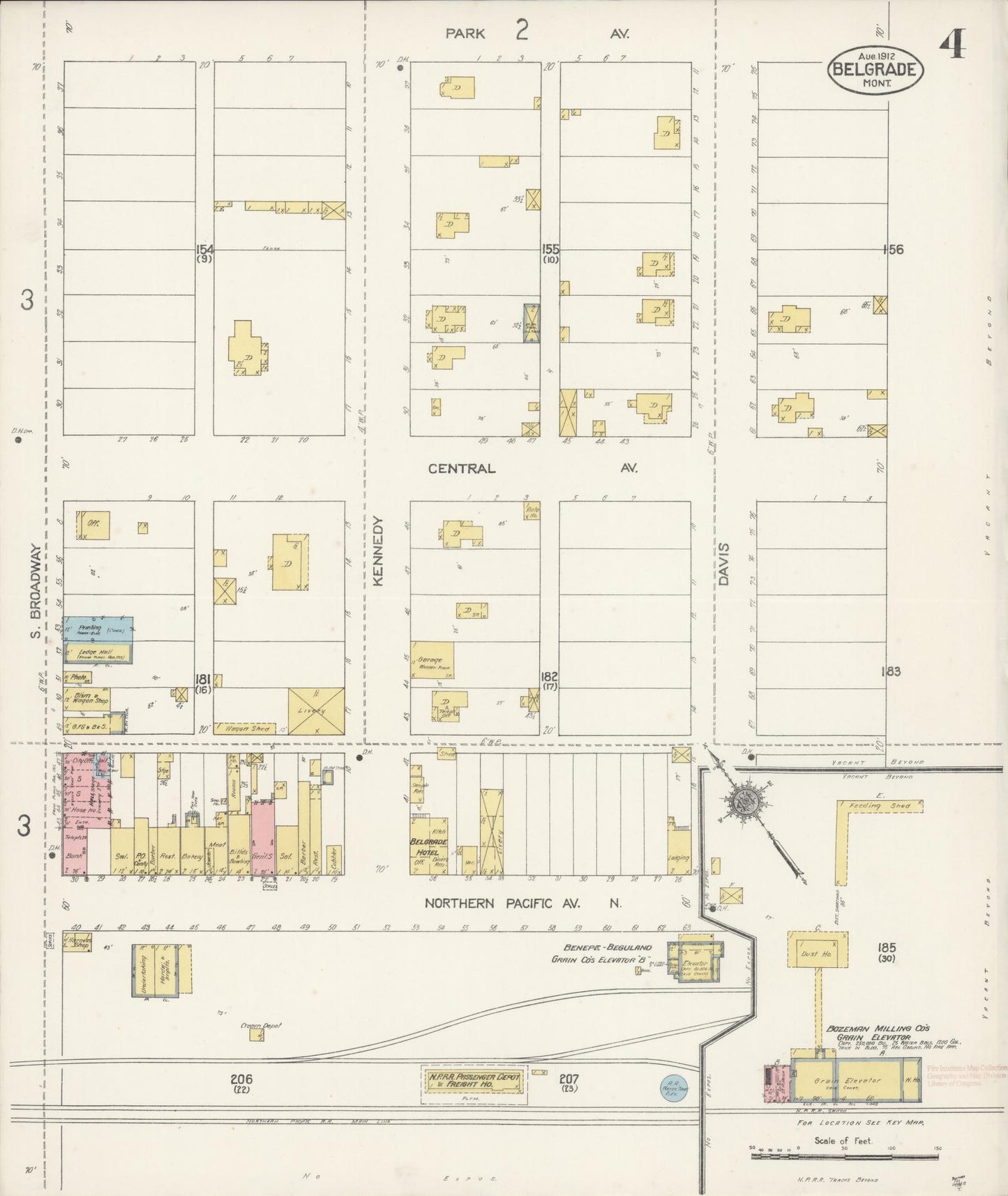 Sanborn Fire Insurance Map from Belgrade, Gallatin County, Montana (1912), Sheet #0004 - Complete Map Set gallery image, historic Sanborn map, vintage wall art, Montana Montana