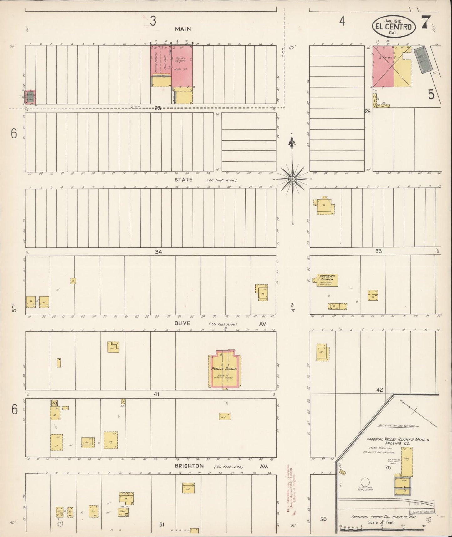 Sanborn Fire Insurance Map from El Centro, Imperial County, California (1910), Sheet #0007 - Historic Sanborn Fire Insurance Map Print, vintage old map wall art, antique decor, genealogy gift, California California map
