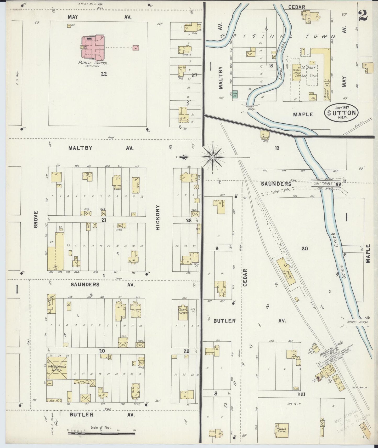 Sanborn Fire Insurance Map from Sutton, Clay County, Nebraska (1897), Sheet #0002 - Historic Sanborn Fire Insurance Map Print, vintage old map wall art, antique decor, genealogy gift, Nebraska Nebraska map