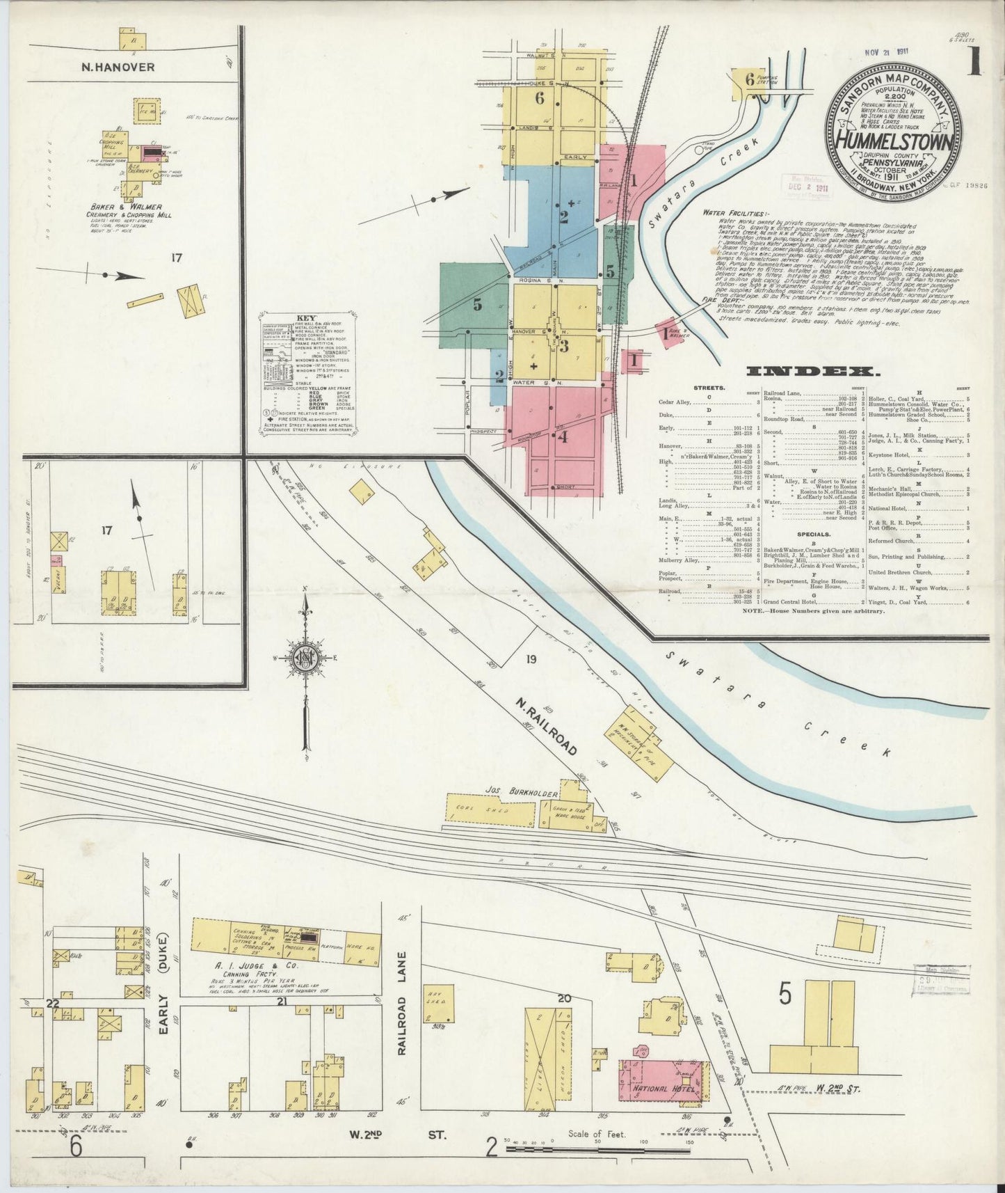Sanborn Fire Insurance Map from Hummelstown, Dauphin County, Pennsylvania. (1911) – Historic Sanborn Fire Insurance Map Print