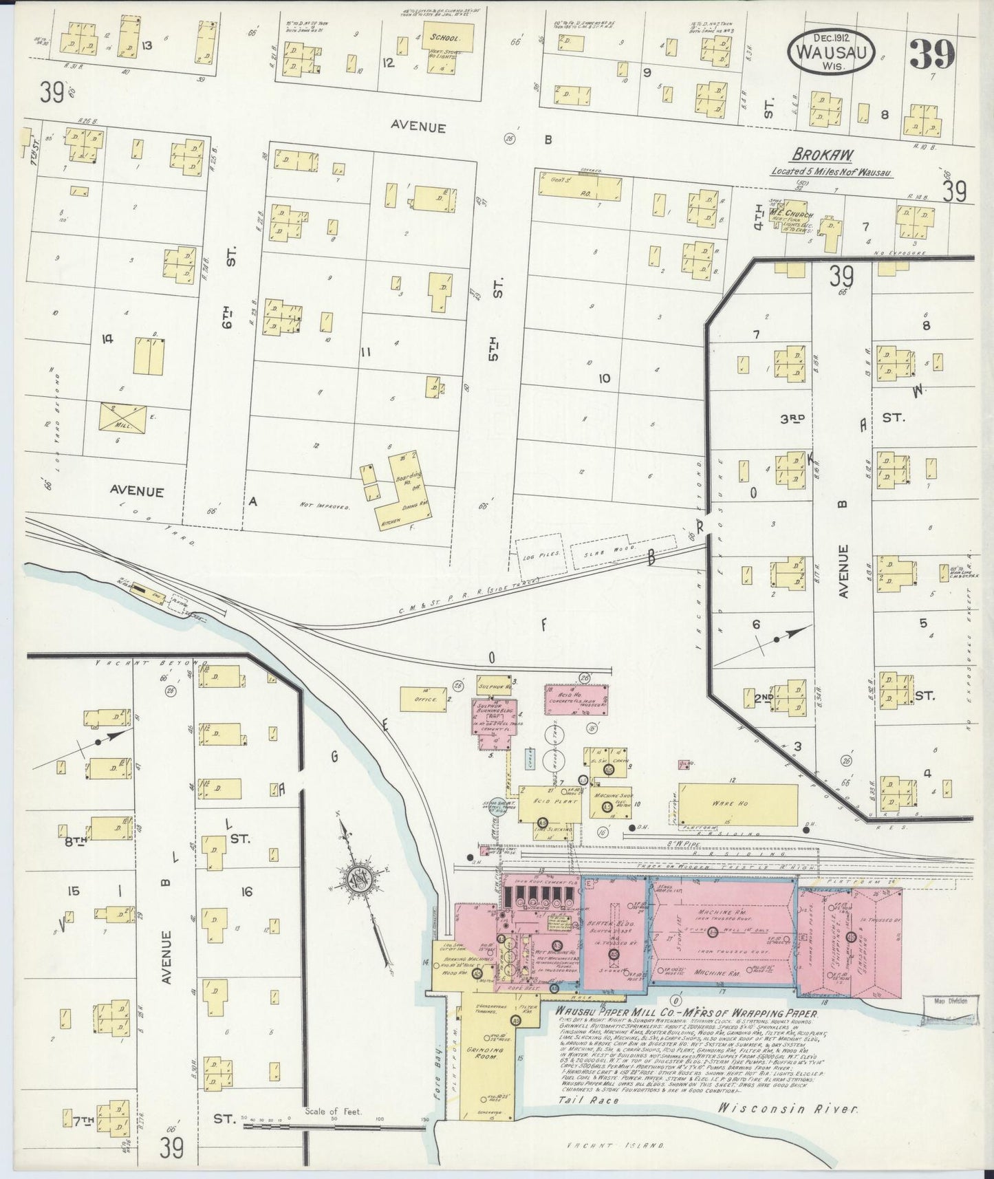 Sanborn Fire Insurance Map from Wausau, Marathon County, Wisconsin (1912), Sheet #0039 - Complete Map Set gallery image, historic Sanborn map, vintage wall art, Wisconsin Wisconsin