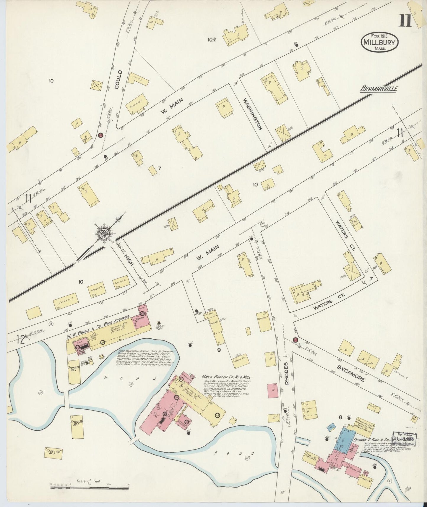 Sanborn Fire Insurance Map from Millbury, Worcester County, Massachusetts (1913), Sheet #0011 - Historic Sanborn Fire Insurance Map Print, vintage old map wall art, antique decor, genealogy gift, Massachusetts Massachusetts map
