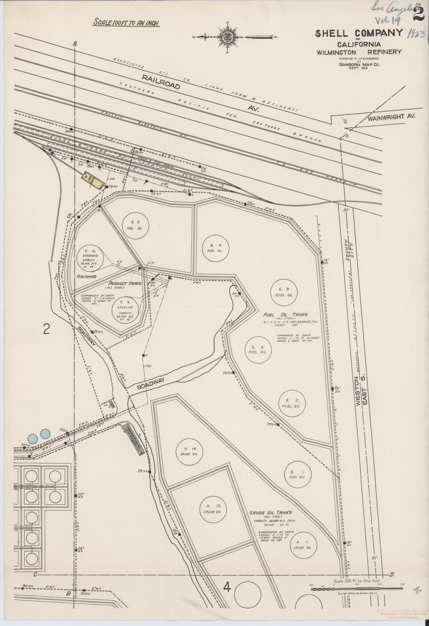 Sanborn Fire Insurance Map from Los Angeles Co., Los Angeles County, California (1923), Sheet #0002 - Historic Sanborn Fire Insurance Map Print, vintage old map wall art, antique decor, genealogy gift, California California map