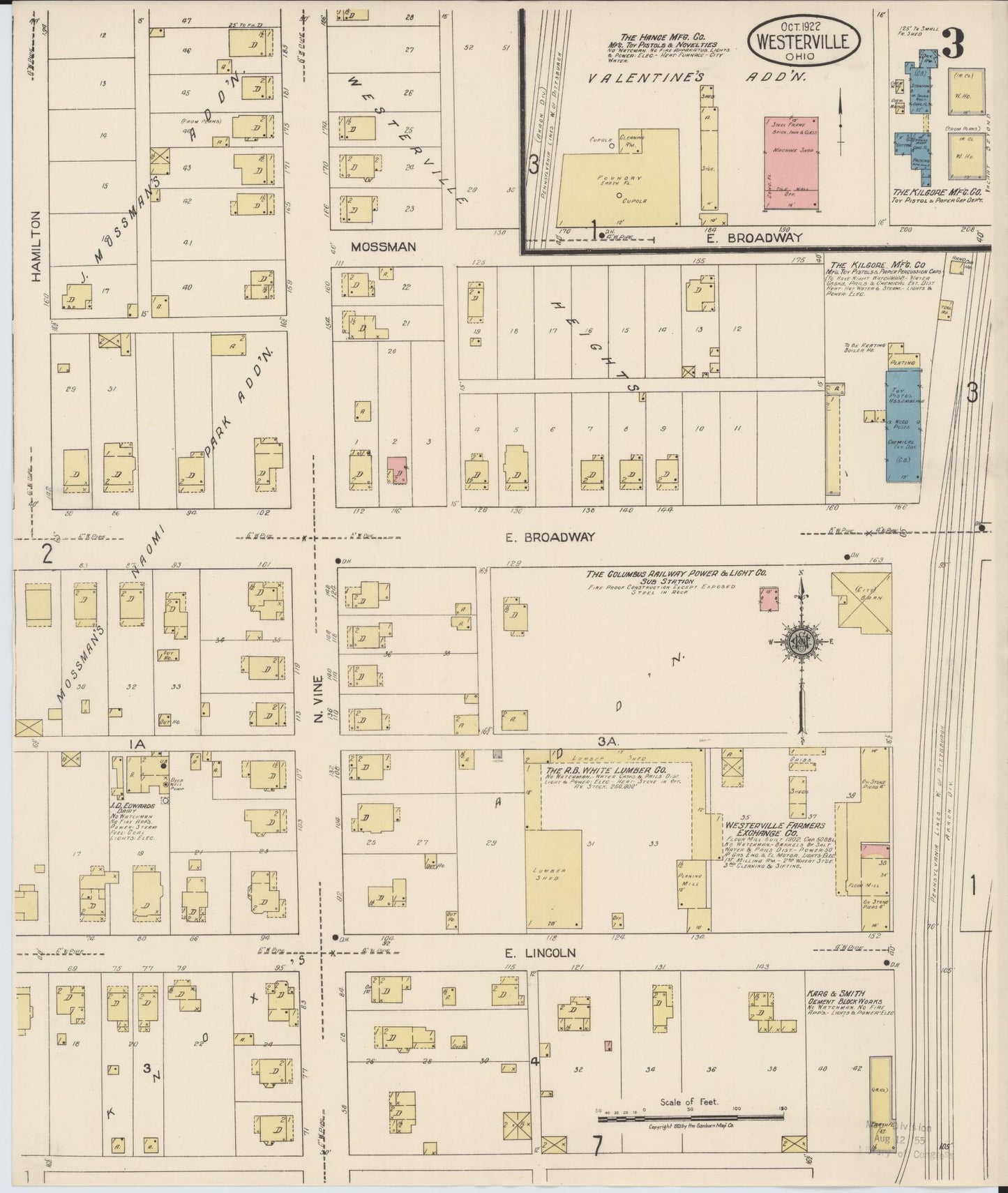 Sanborn Fire Insurance Map from Westerville, Franklin County, Ohio (1922), Sheet #0003 - Historic Sanborn Fire Insurance Map Print, vintage old map wall art, antique decor, genealogy gift, Ohio Ohio map