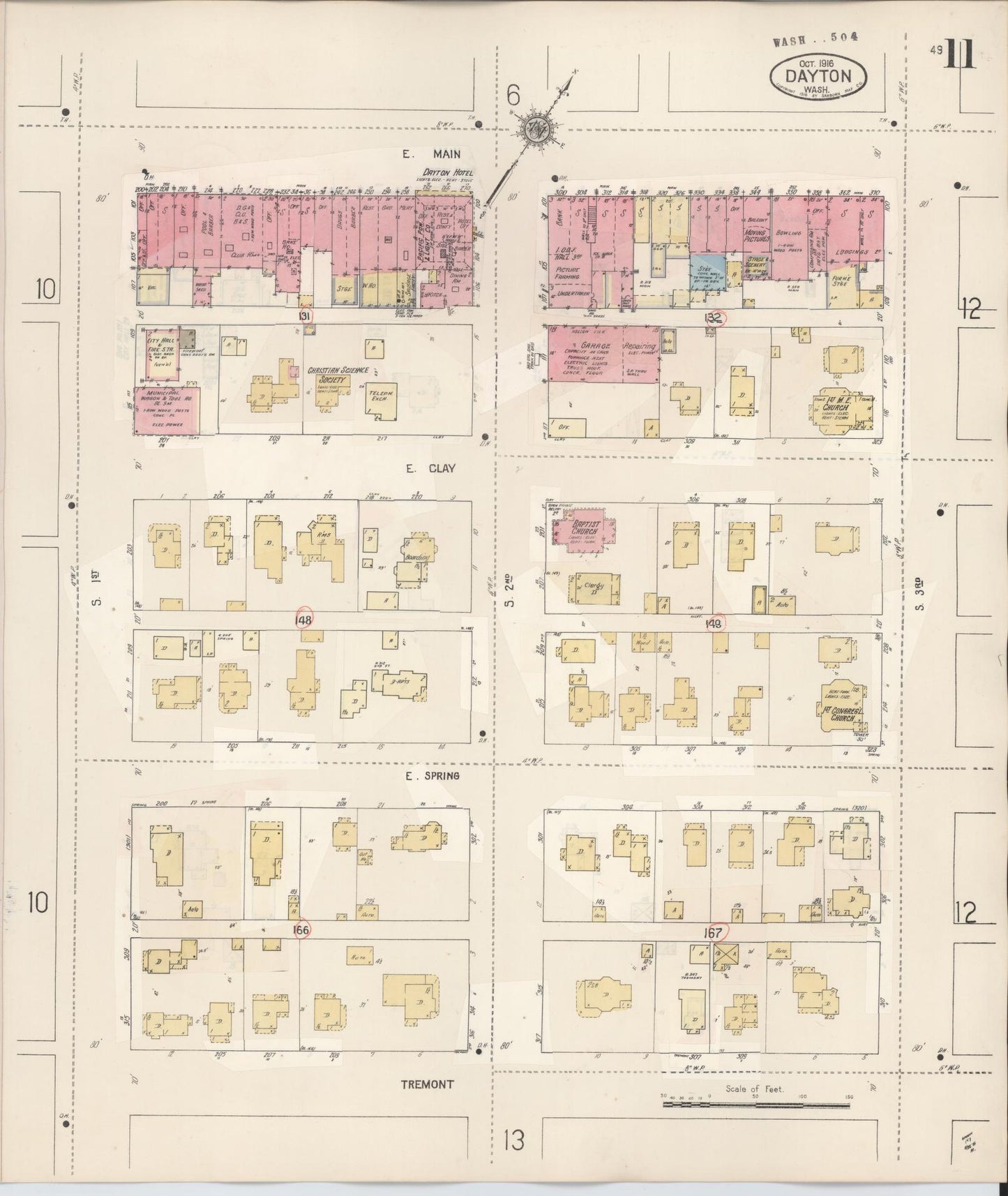 Sanborn Fire Insurance Map from Dayton, Columbia County, Washington (1943), Sheet #0011 - Historic Sanborn Fire Insurance Map Print, vintage old map wall art, antique decor, genealogy gift, Washington Washington map