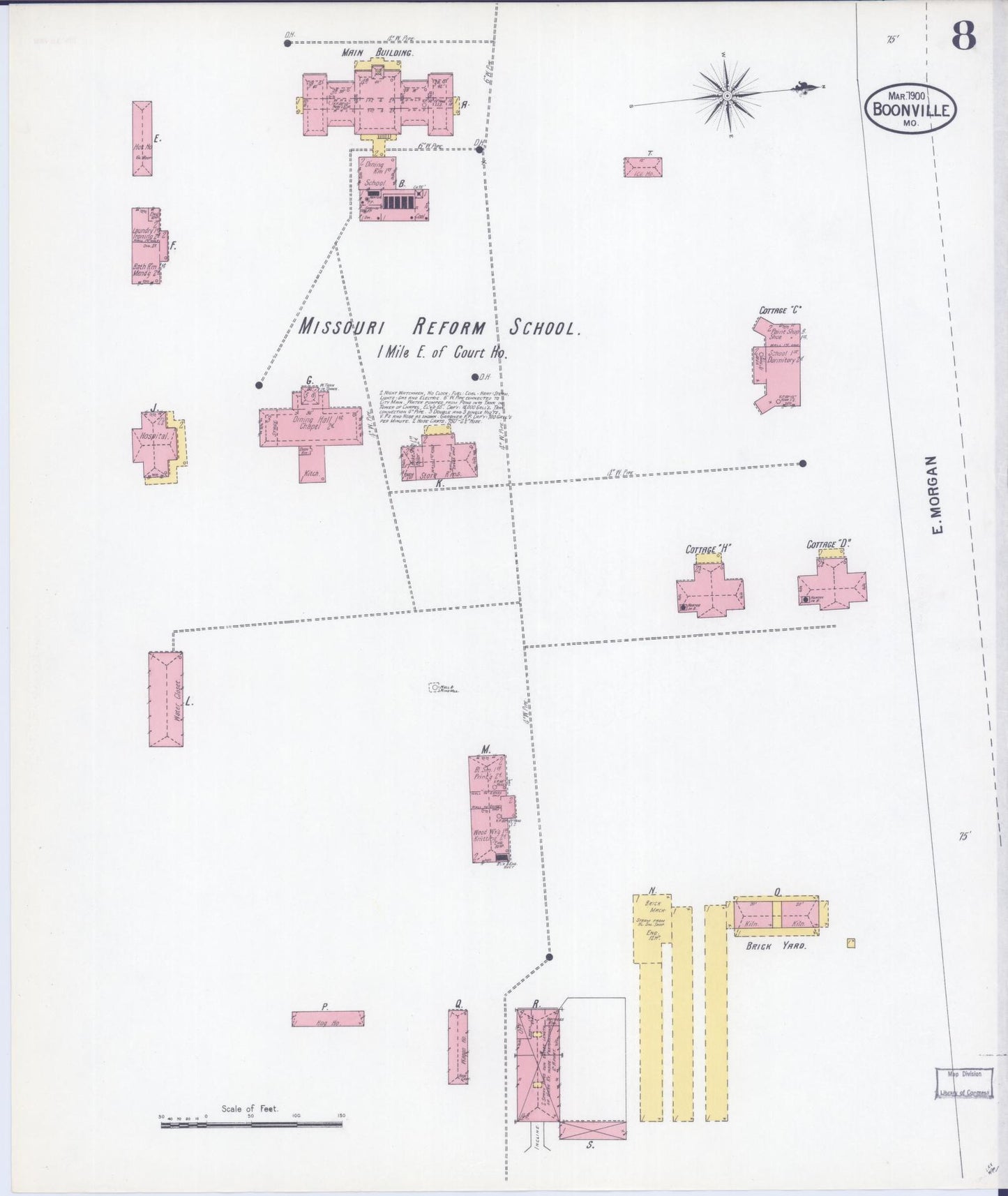 Sanborn Fire Insurance Map from Boonville, Cooper County, Missouri (1900), Sheet #0008 - Complete Map Set gallery image, historic Sanborn map, vintage wall art, Missouri Missouri
