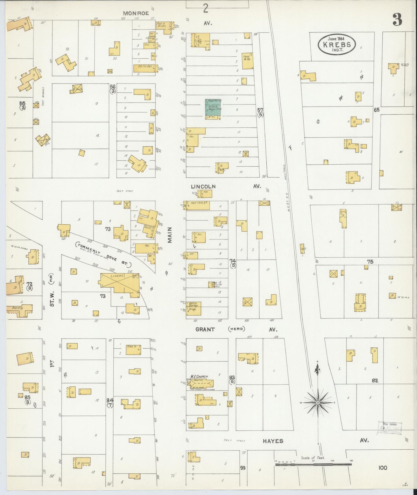 Sanborn Fire Insurance Map from Krebs, Pittsburg County, Oklahoma (1904), Sheet #0003 - Complete Map Set gallery image, historic Sanborn map, vintage wall art, Oklahoma Oklahoma