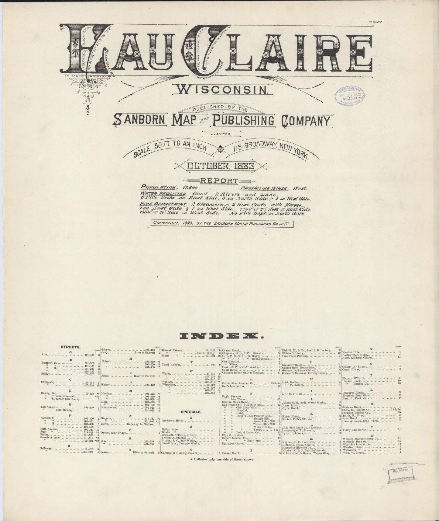 Eau Claire, Eau Claire County, Wisconsin (1883) – Sanborn Fire Insurance Map – Map View