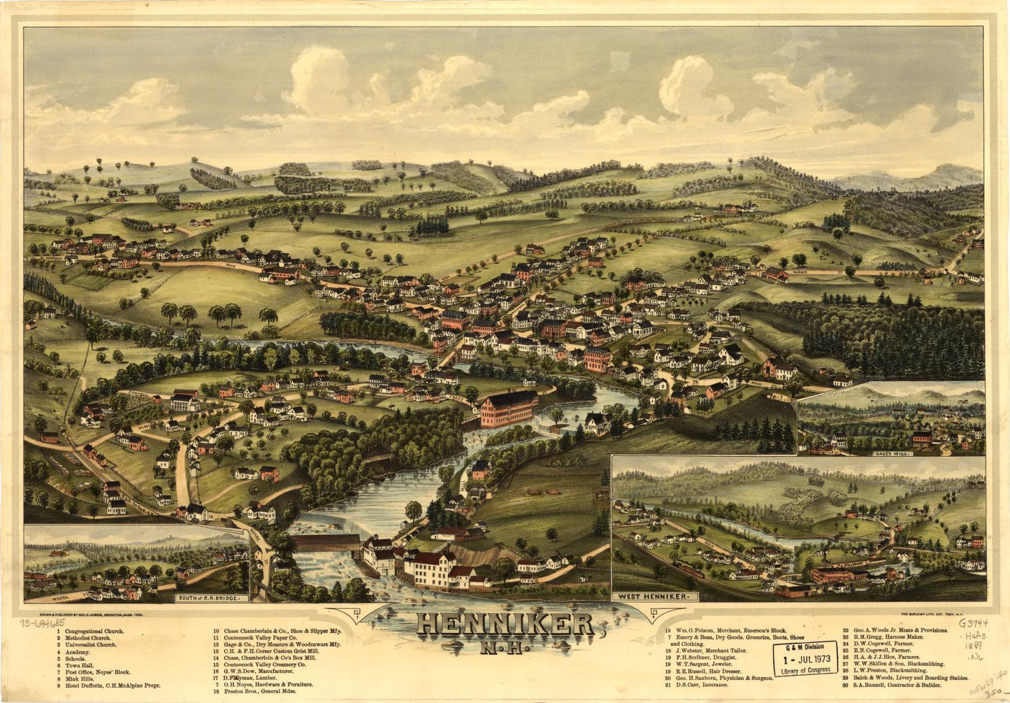 Henniker, N.H. (1889) – Historic Bird’s-Eye View Panorama Print