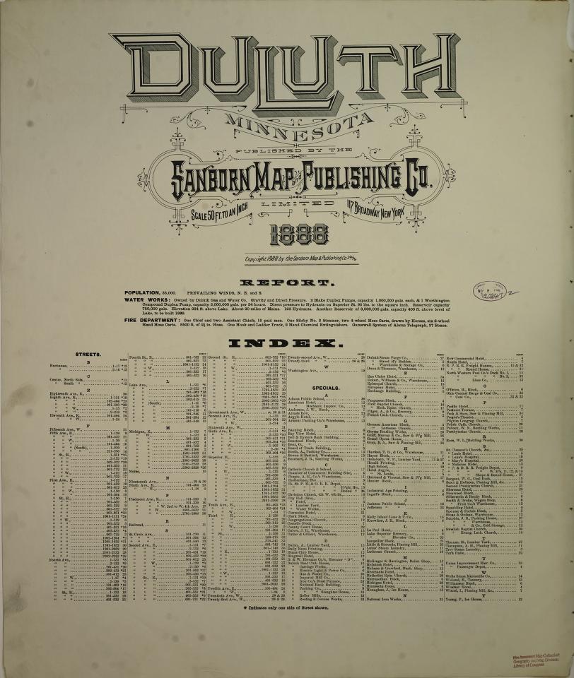 Sanborn Fire Insurance Map from Duluth, Saint Louis County, Minnesota. (1888) – Map View