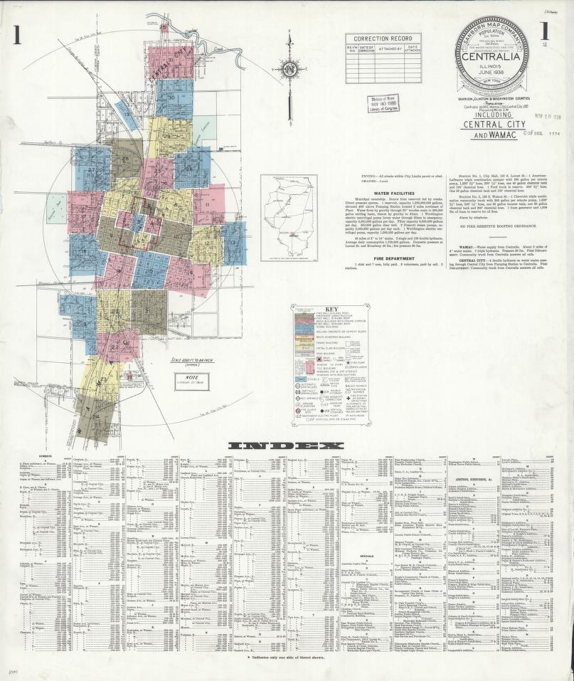 Sanborn Fire Insurance Map from Centralia, Marion, Clinton, Jefferson, and Washington Counties, Illinois. (1938) – Map View