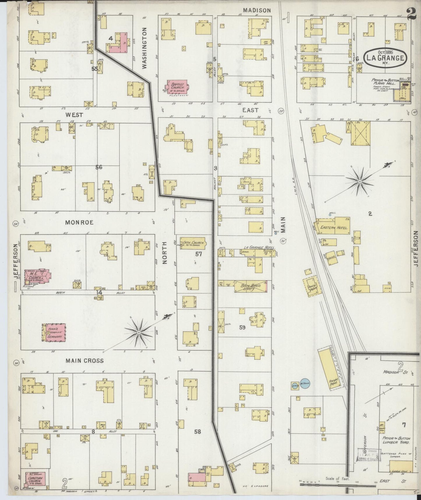 Sanborn Fire Insurance Map from La Grange, Oldham County, Kentucky (1895), Sheet #0002 - Complete Map Set gallery image, historic Sanborn map, vintage wall art, Kentucky Kentucky