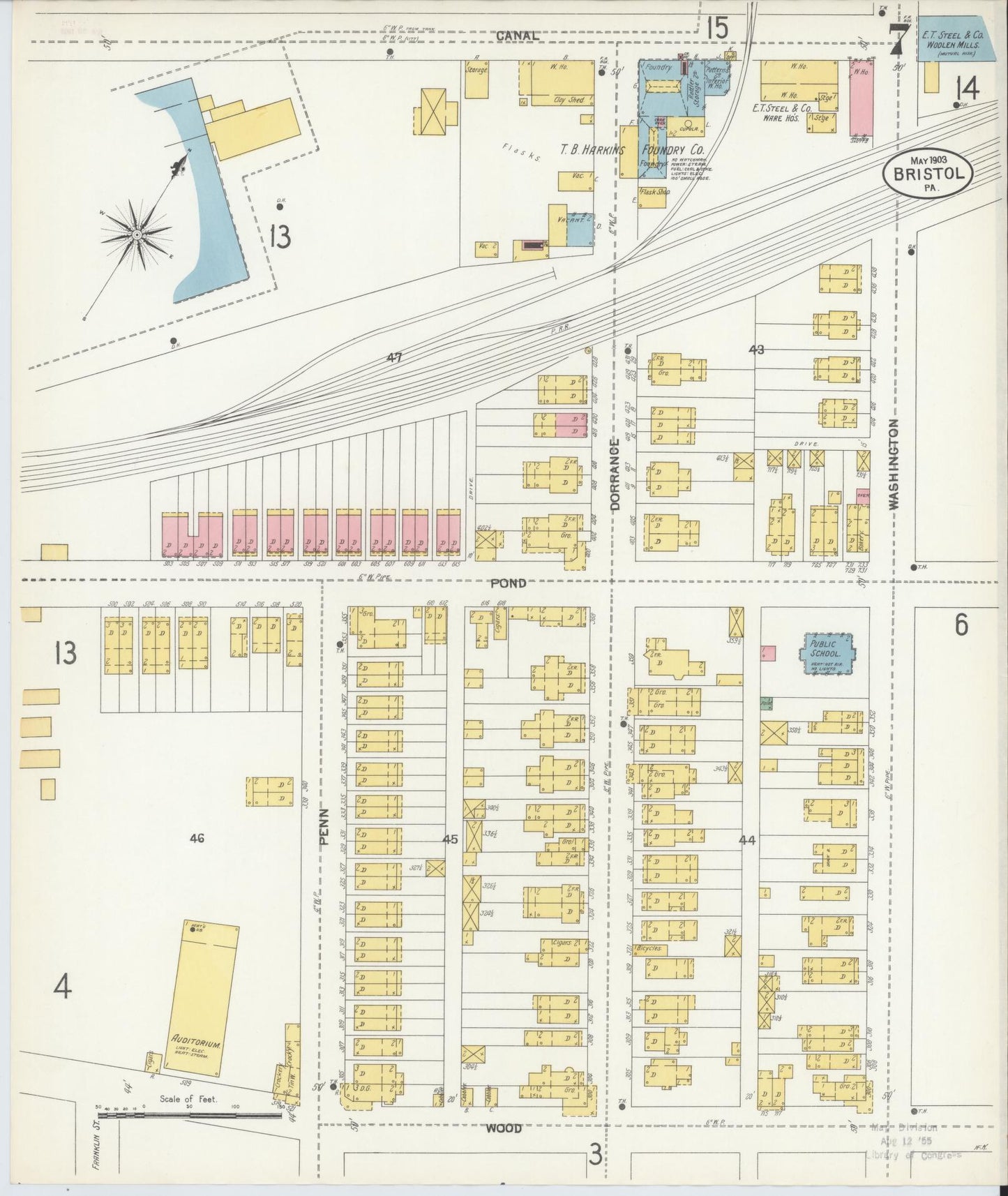 Sanborn Fire Insurance Map from Bristol, Bucks County, Pennsylvania (1903), Sheet #0007 - Historic Sanborn Fire Insurance Map Print, vintage old map wall art, antique decor, genealogy gift, Pennsylvania Pennsylvania map