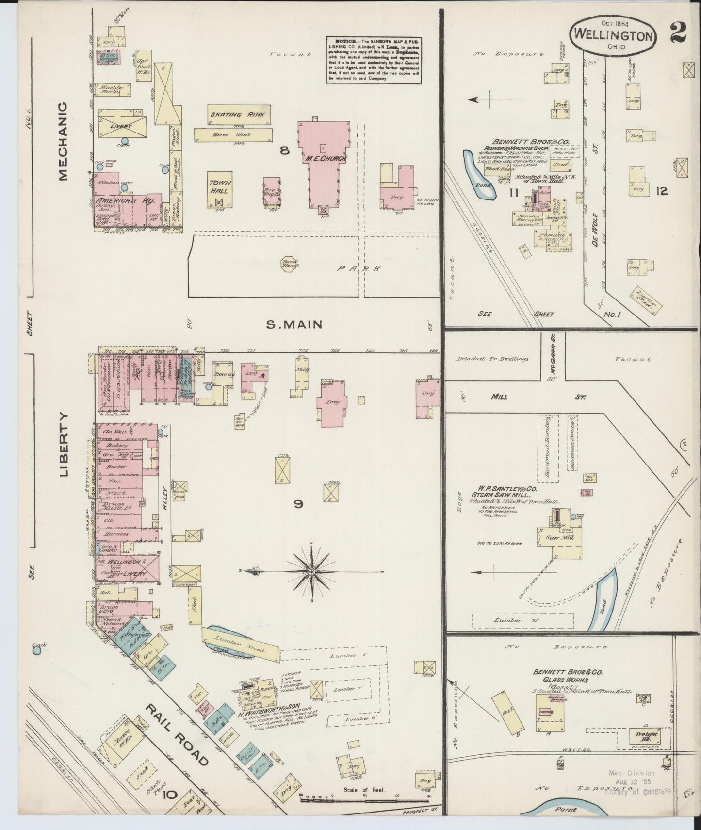 Sanborn Fire Insurance Map from Wellington, Lorain County, Ohio (1884), Sheet #0002 - Complete Map Set gallery image, historic Sanborn map, vintage wall art, Ohio Ohio