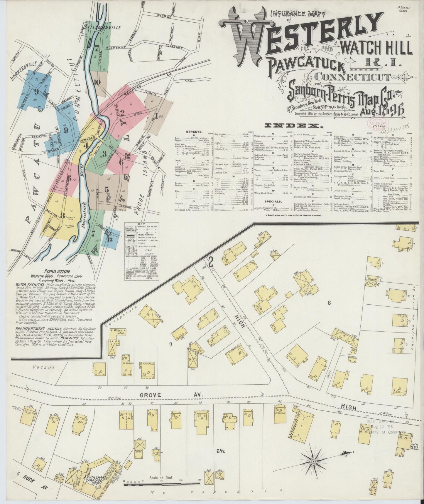 Sanborn Fire Insurance Map from Westerly, Washington County, Rhode Island. (1896) – Historic Sanborn Fire Insurance Map Print