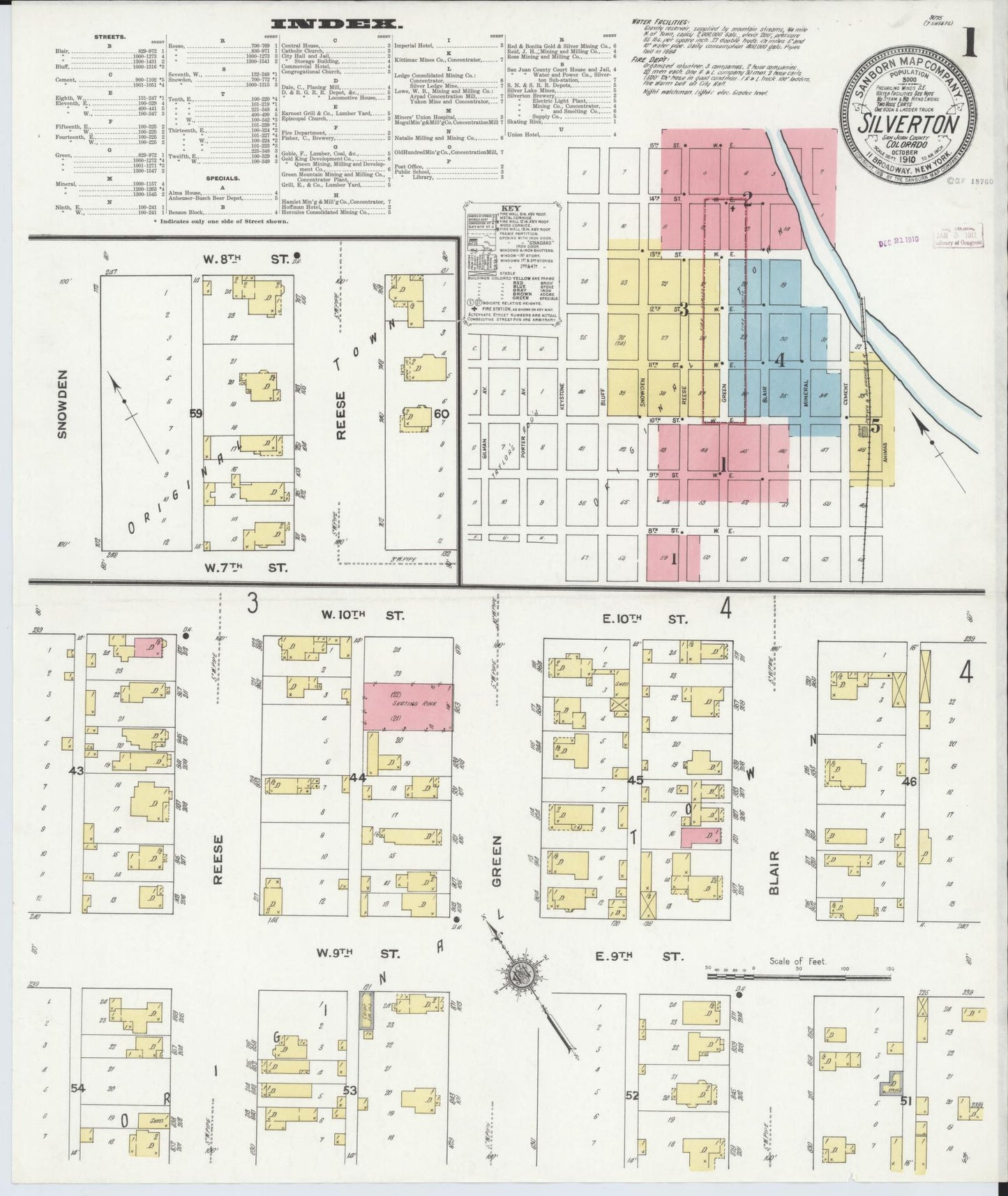 Sanborn Fire Insurance Map from Silverton, San Juan County, Colorado. (1910) – Historic Sanborn Fire Insurance Map Print