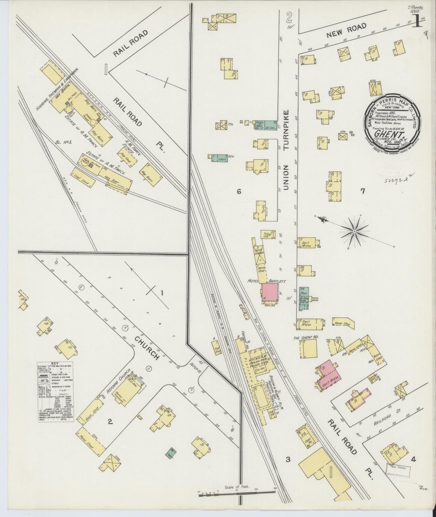 Sanborn Fire Insurance Map from Ghent, Columbia County, New York. (1892) – Historic Sanborn Fire Insurance Map Print