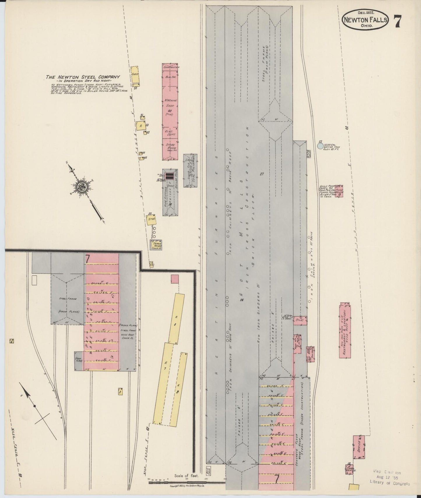 Sanborn Fire Insurance Map from Newton Falls, Trumbull County, Ohio (1922), Sheet #0007 - Historic Sanborn Fire Insurance Map Print, vintage old map wall art, antique decor, genealogy gift, Ohio Ohio map