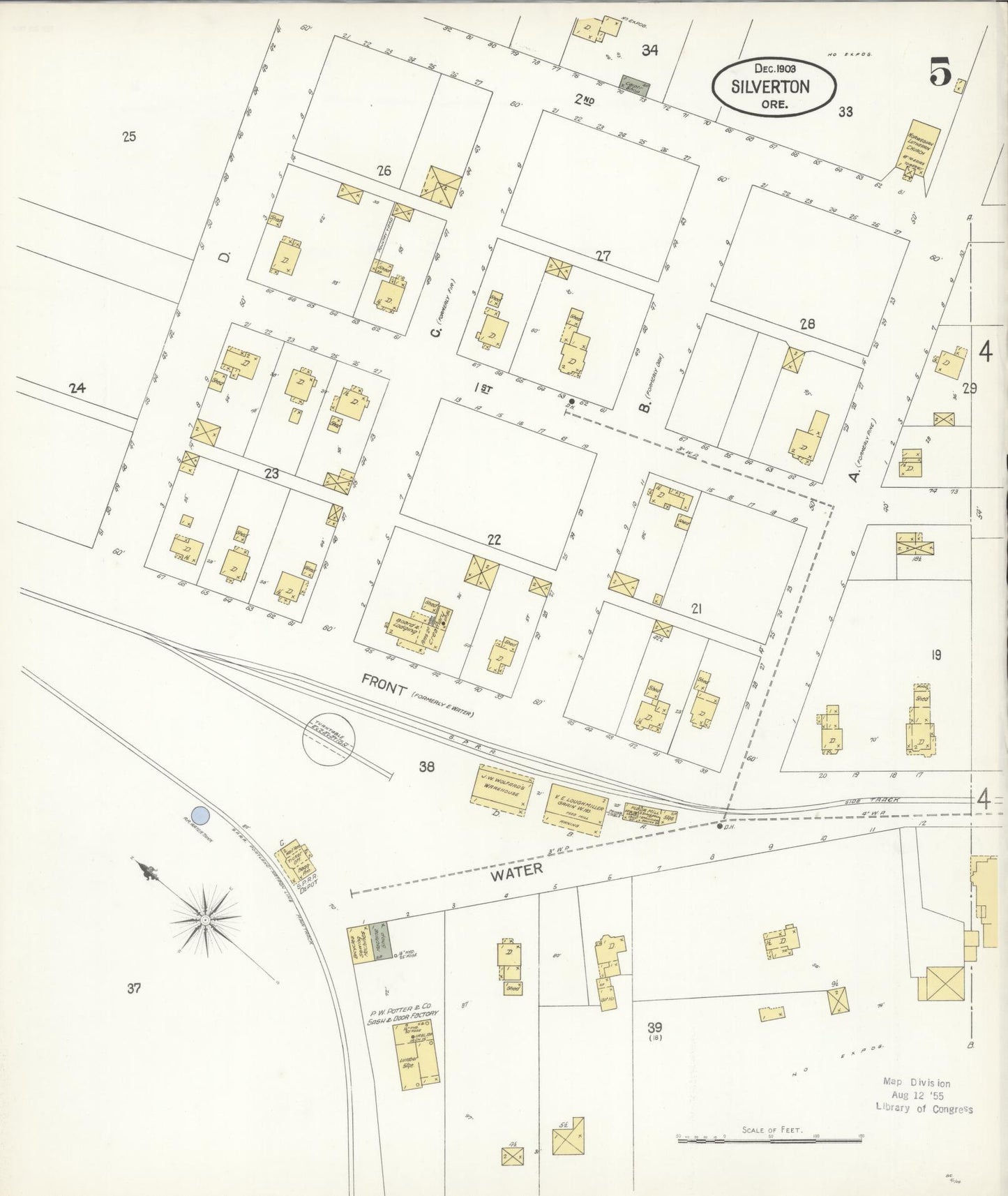 Sanborn Fire Insurance Map from Silverton, Marion County, Oregon (1903), Sheet #0005 - Complete Map Set gallery image, historic Sanborn map, vintage wall art, Oregon Oregon