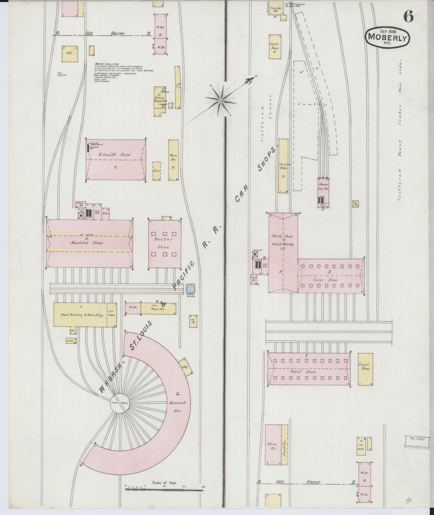 Sanborn Fire Insurance Map from Moberly, Randolph County, Missouri (1888), Sheet #0006 - Complete Map Set gallery image, historic Sanborn map, vintage wall art, Missouri Missouri