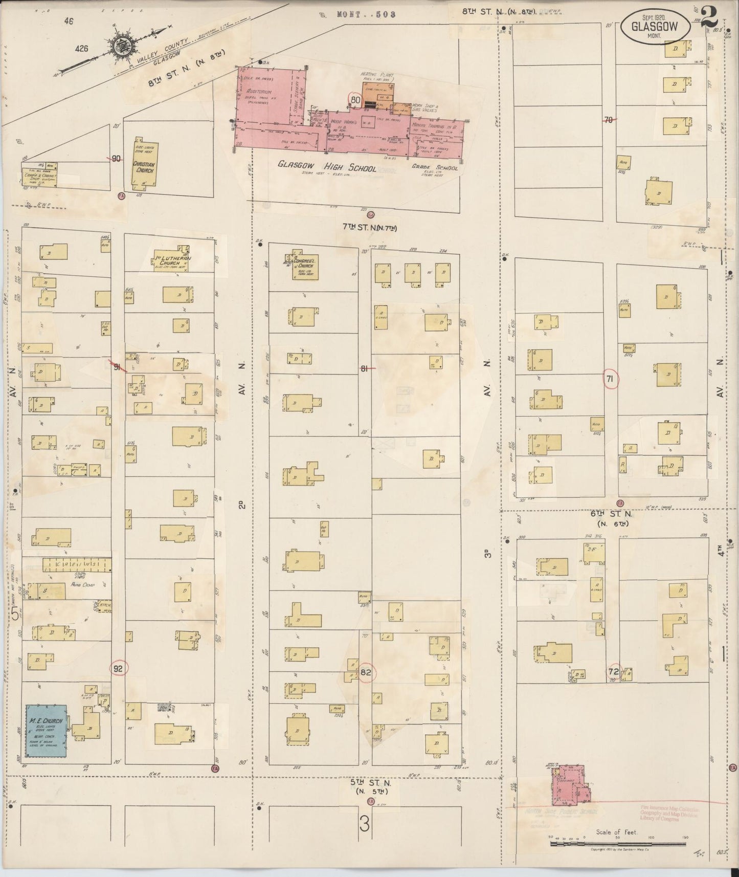 Sanborn Fire Insurance Map from Glasgow, Valley County, Montana (1937), Sheet #0002 - Historic Sanborn Fire Insurance Map Print, vintage old map wall art, antique decor, genealogy gift, Montana Montana map