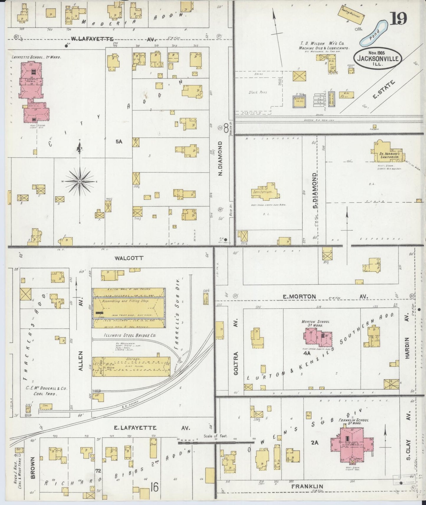 Sanborn Fire Insurance Map from Jacksonville, Morgan County, Illinois. (1905), Sheet 19 – Historic Sanborn Fire Insurance Map Print