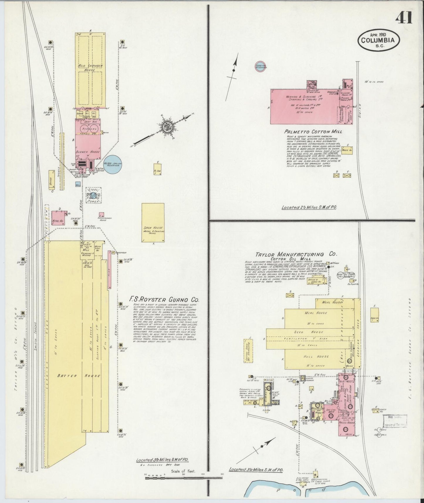 Sanborn Fire Insurance Map from Columbia, Richland County, South Carolina (1910), Sheet #0041 - Historic Sanborn Fire Insurance Map Print, vintage old map wall art, antique decor, genealogy gift, South Carolina South Carolina map