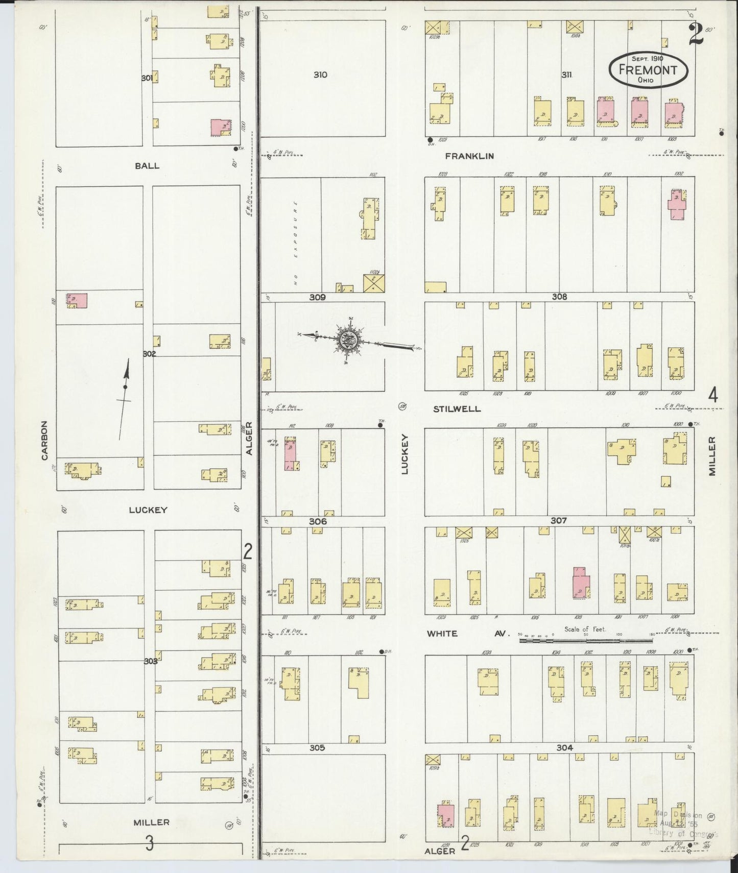 Sanborn Fire Insurance Map from Fremont, Sandusky County, Ohio (1910), Sheet #0002 - Complete Map Set gallery image, historic Sanborn map, vintage wall art, Ohio Ohio