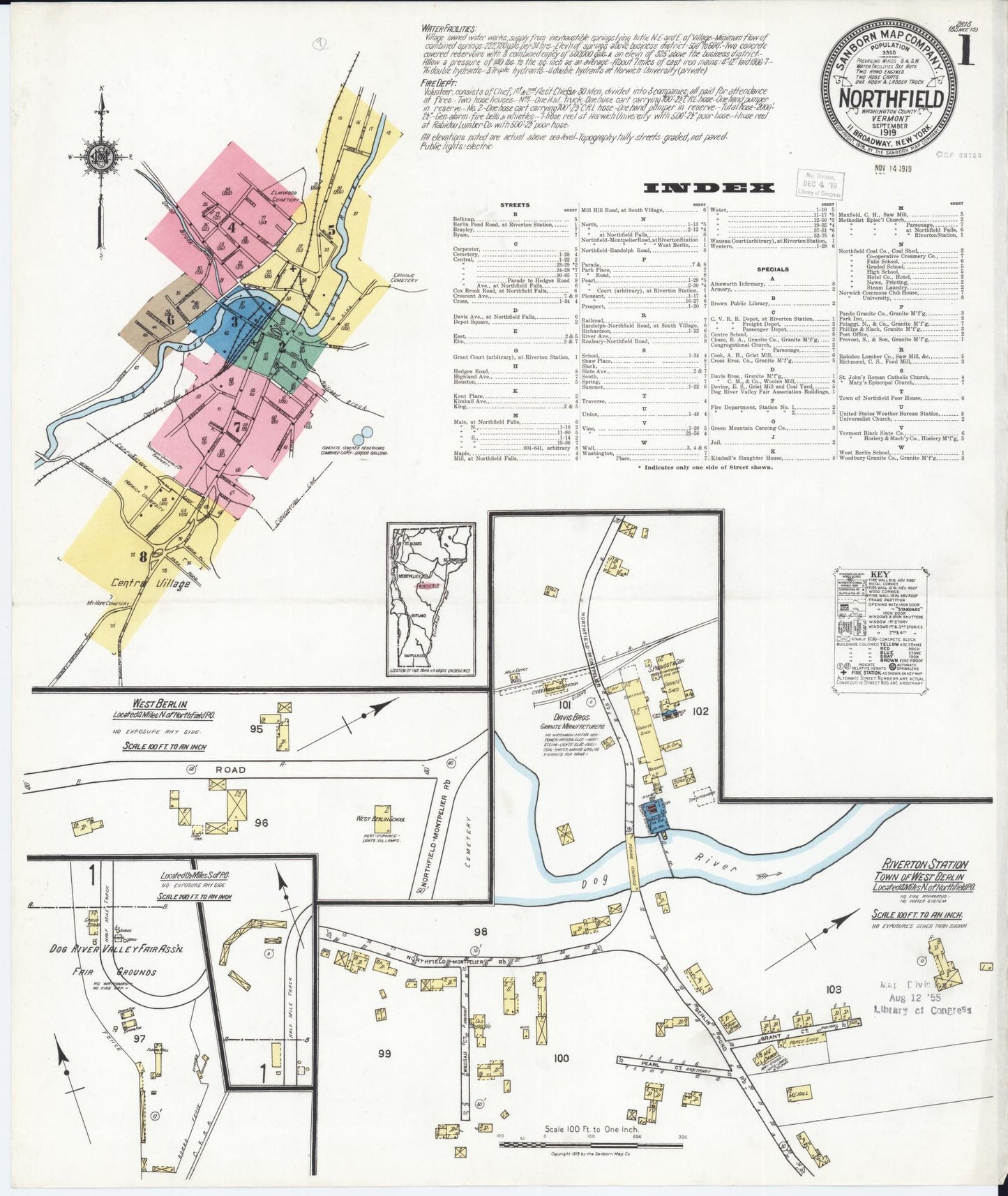 Sanborn Fire Insurance Map from Northfield, Washington County, Vermont. (1919) – Historic Sanborn Fire Insurance Map Print