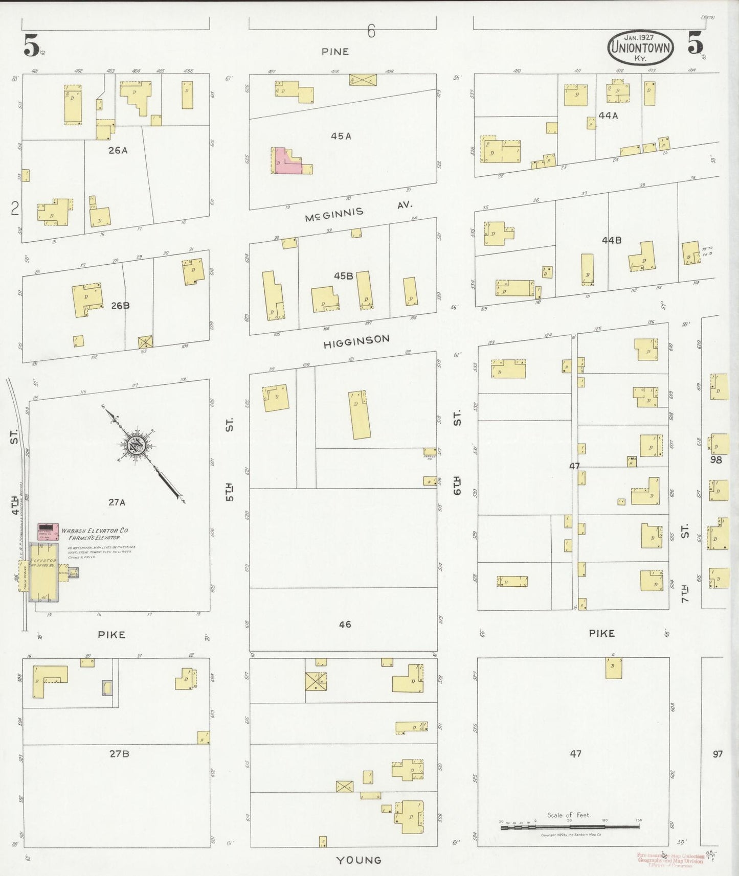 Sanborn Fire Insurance Map from Uniontown, Union County, Kentucky (1927), Sheet #0005 - Historic Sanborn Fire Insurance Map Print, vintage old map wall art, antique decor, genealogy gift, Kentucky Kentucky map