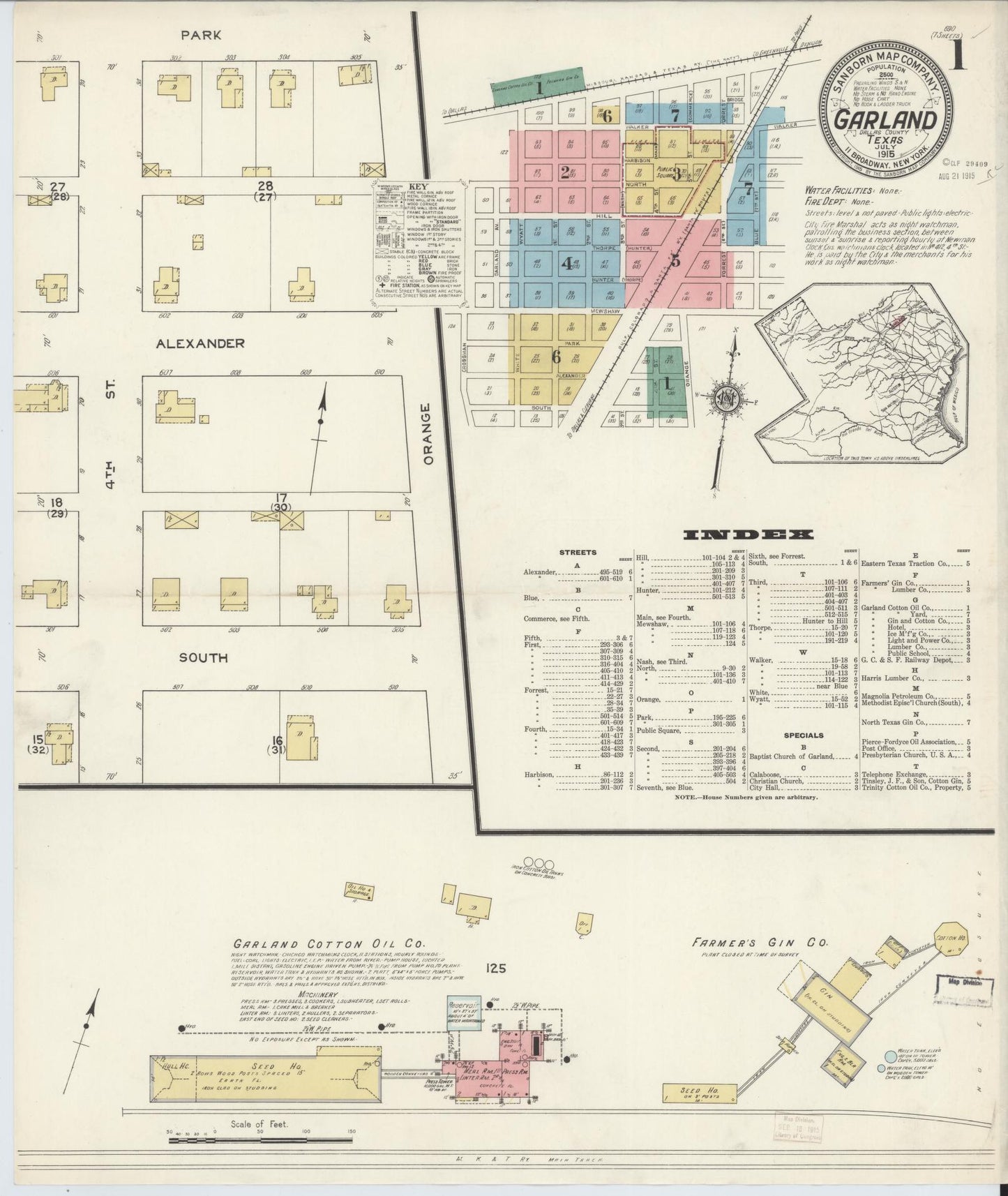 Sanborn Fire Insurance Map from Garland, Dallas County, Texas. (1915) – Historic Sanborn Fire Insurance Map Print