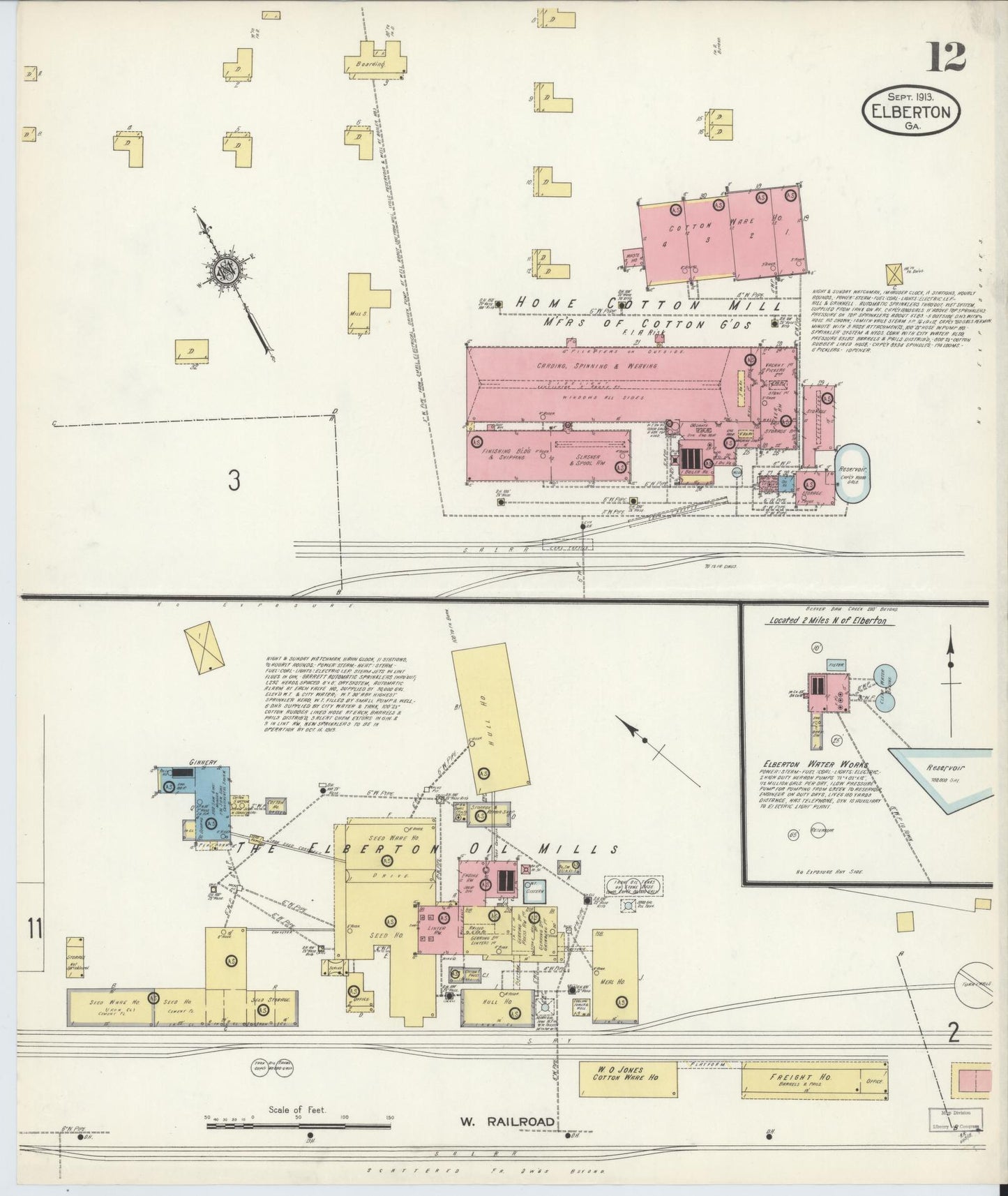 Sanborn Fire Insurance Map from Elberton, Elbert County, Georgia (1913), Sheet #0012 - Complete Map Set gallery image, historic Sanborn map, vintage wall art, Georgia Georgia