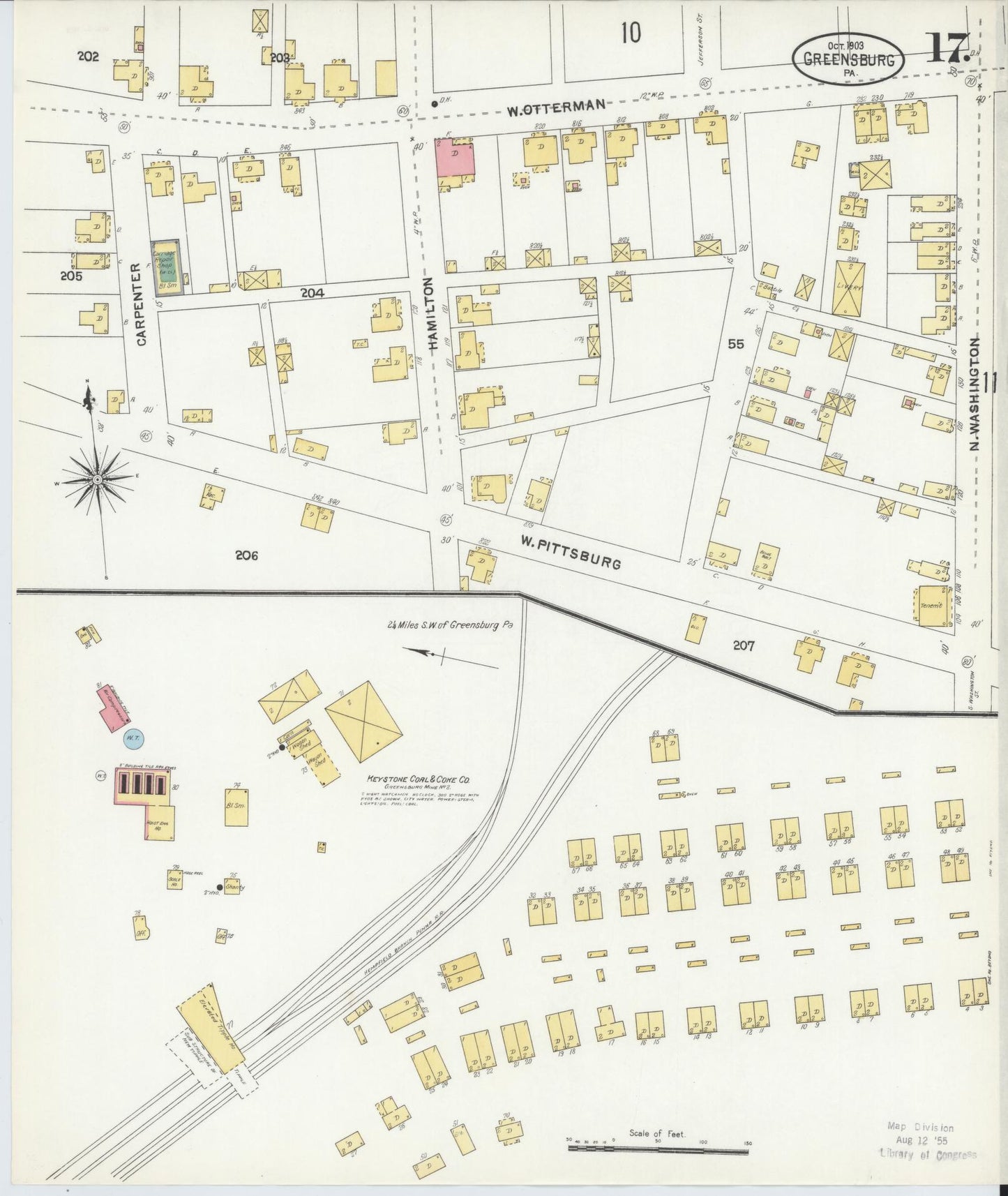Sanborn Fire Insurance Map from Greensburg, Westmoreland County, Pennsylvania (1903), Sheet #0017 - Historic Sanborn Fire Insurance Map Print, vintage old map wall art, antique decor, genealogy gift, Pennsylvania Pennsylvania map