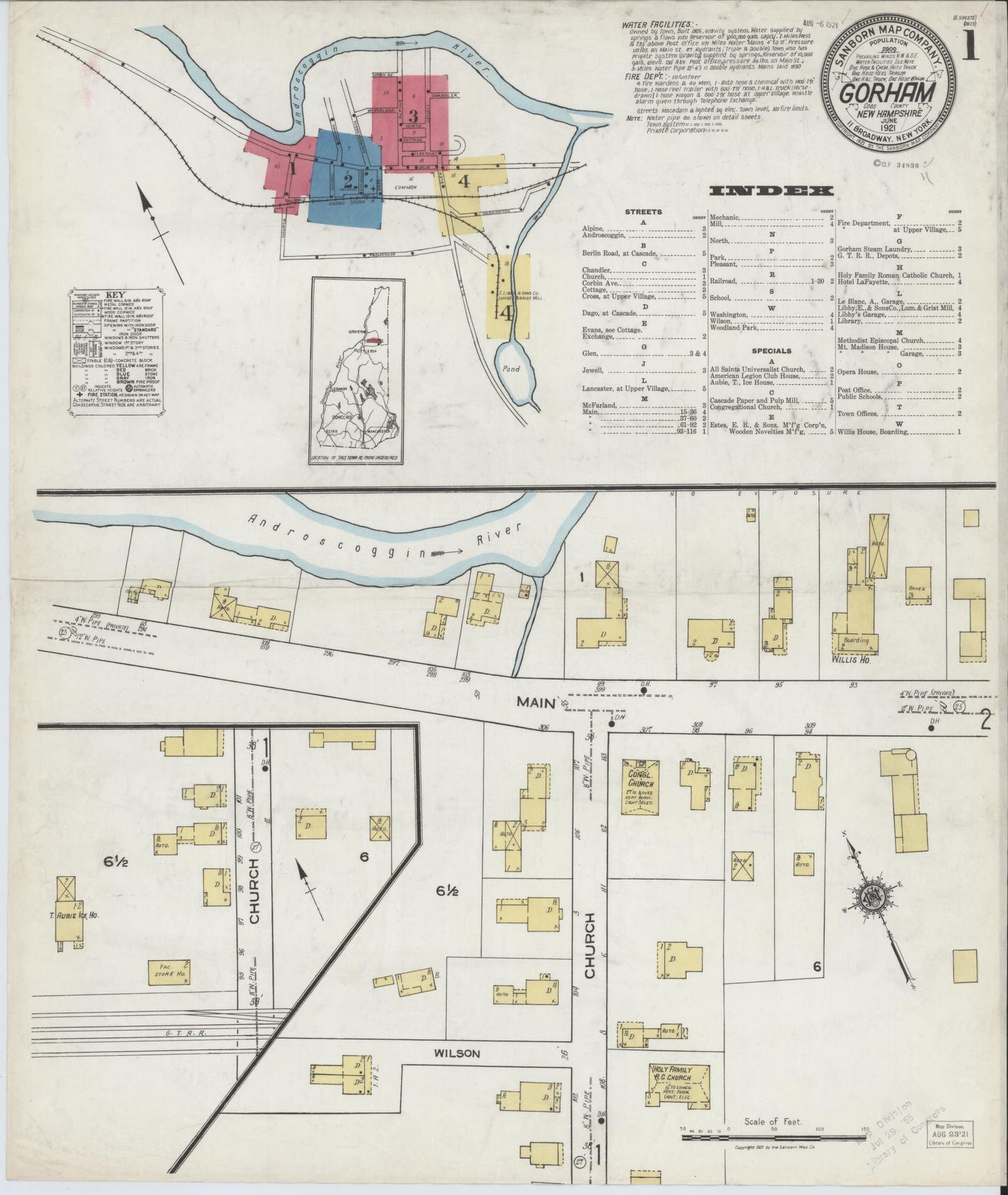 Sanborn Fire Insurance Map from Gorham, Coos County, New Hampshire. (1921) – Historic Sanborn Fire Insurance Map Print