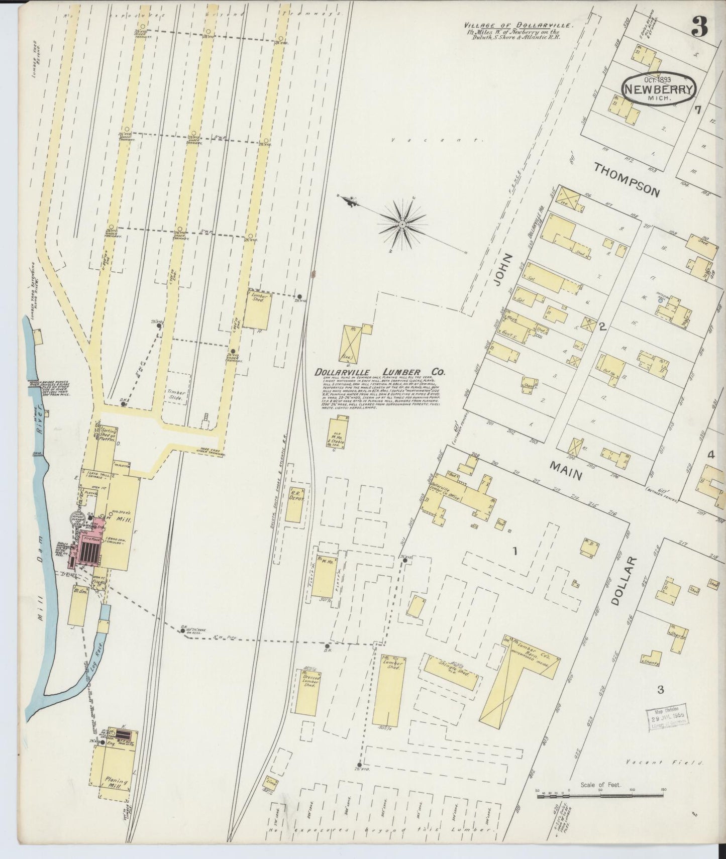 Sanborn Fire Insurance Map from Newberry, Luce County, Michigan (1893), Sheet #0003 - Complete Map Set gallery image, historic Sanborn map, vintage wall art, Michigan Michigan