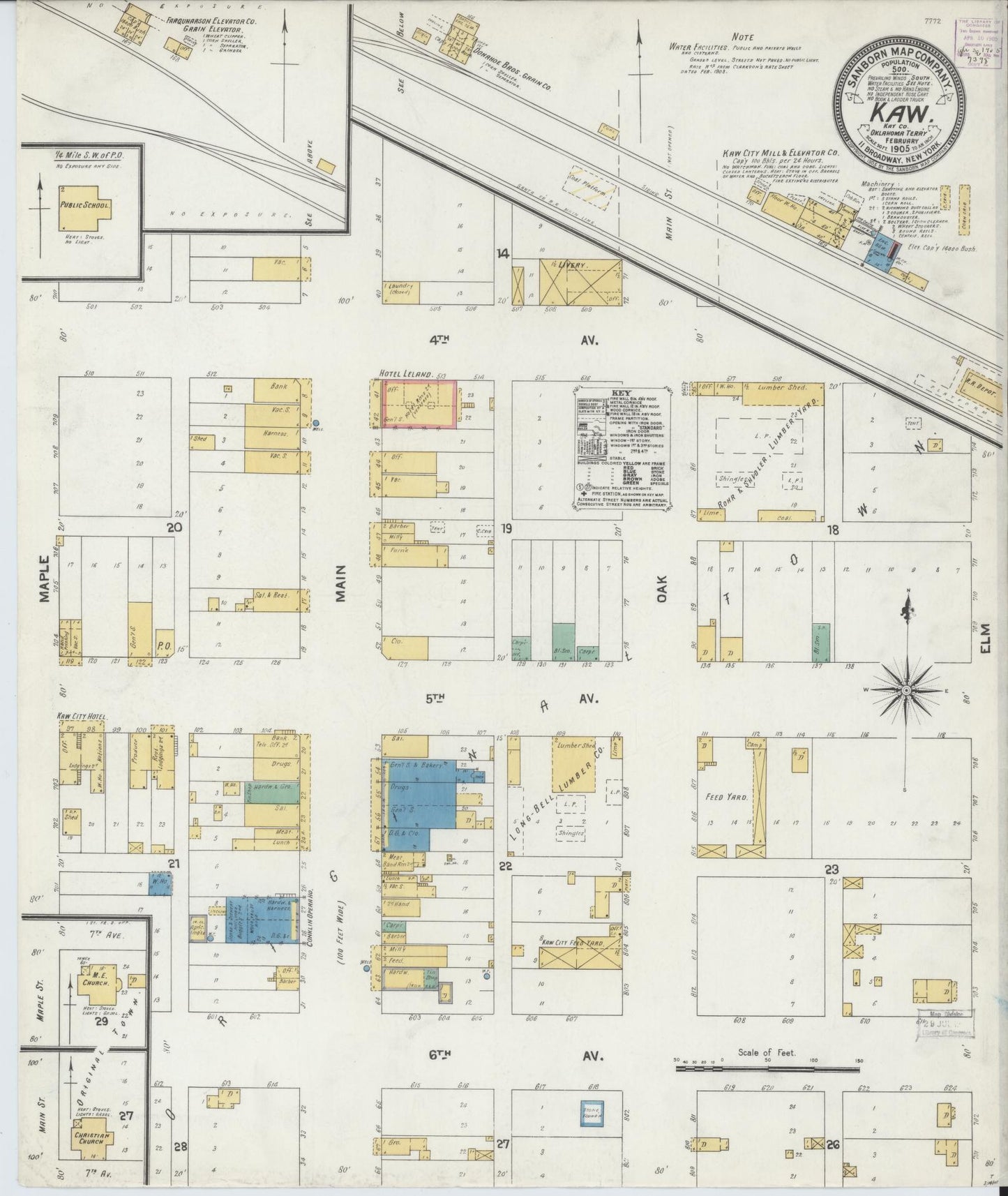 Sanborn Fire Insurance Map from Kaw, Kay County, Oklahoma (1905), Sheet #0001 - Historic Sanborn Fire Insurance Map Print, vintage old map wall art, antique decor, genealogy gift, Oklahoma Oklahoma map